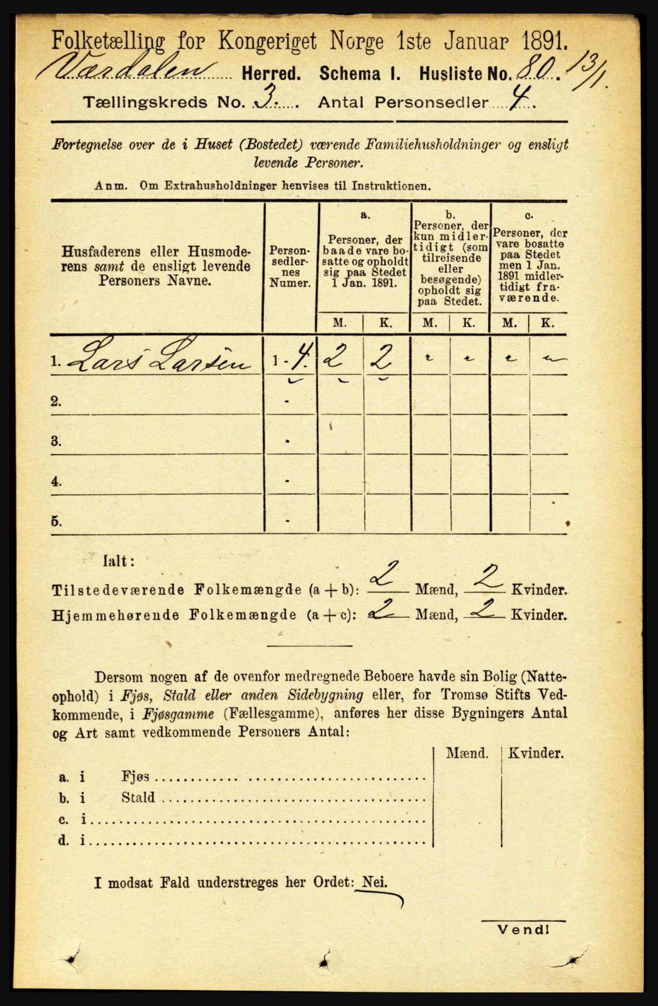RA, Folketelling 1891 for 1721 Verdal herred, 1891, s. 1739