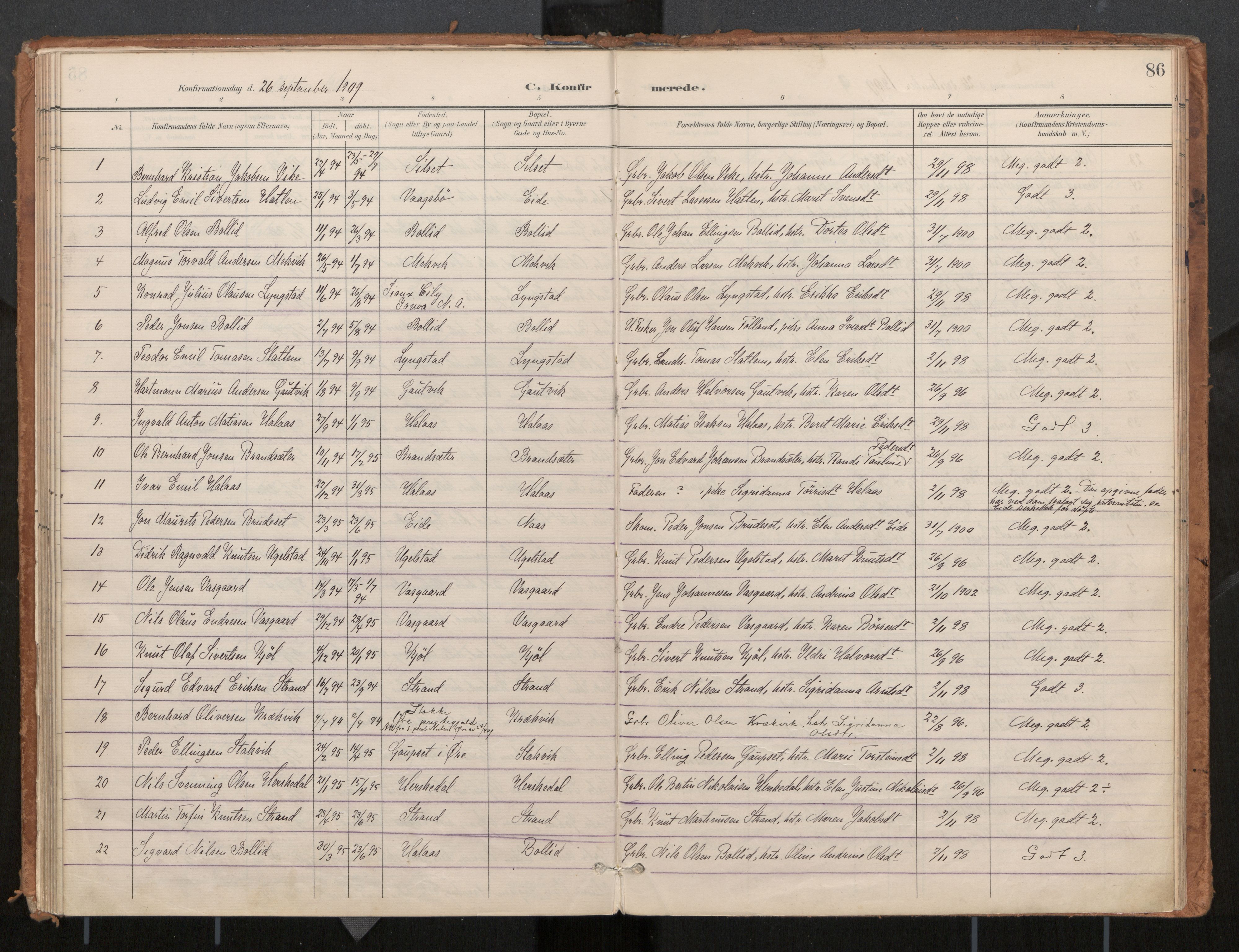 Ministerialprotokoller, klokkerbøker og fødselsregistre - Møre og Romsdal, AV/SAT-A-1454/571/L0836a: Ministerialbok nr. 571A02, 1898-1910, s. 86