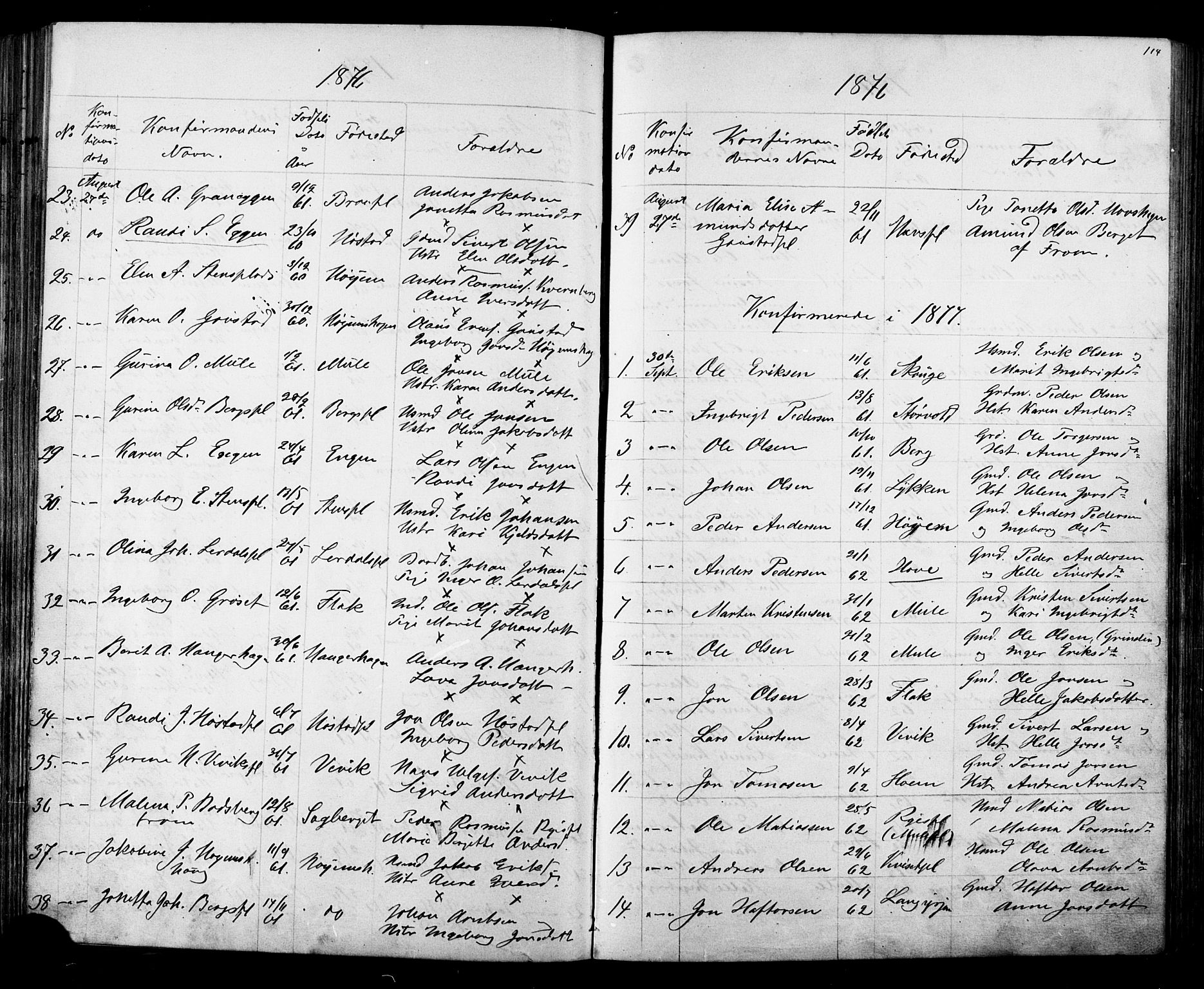 Ministerialprotokoller, klokkerbøker og fødselsregistre - Sør-Trøndelag, AV/SAT-A-1456/612/L0387: Klokkerbok nr. 612C03, 1874-1908, s. 114