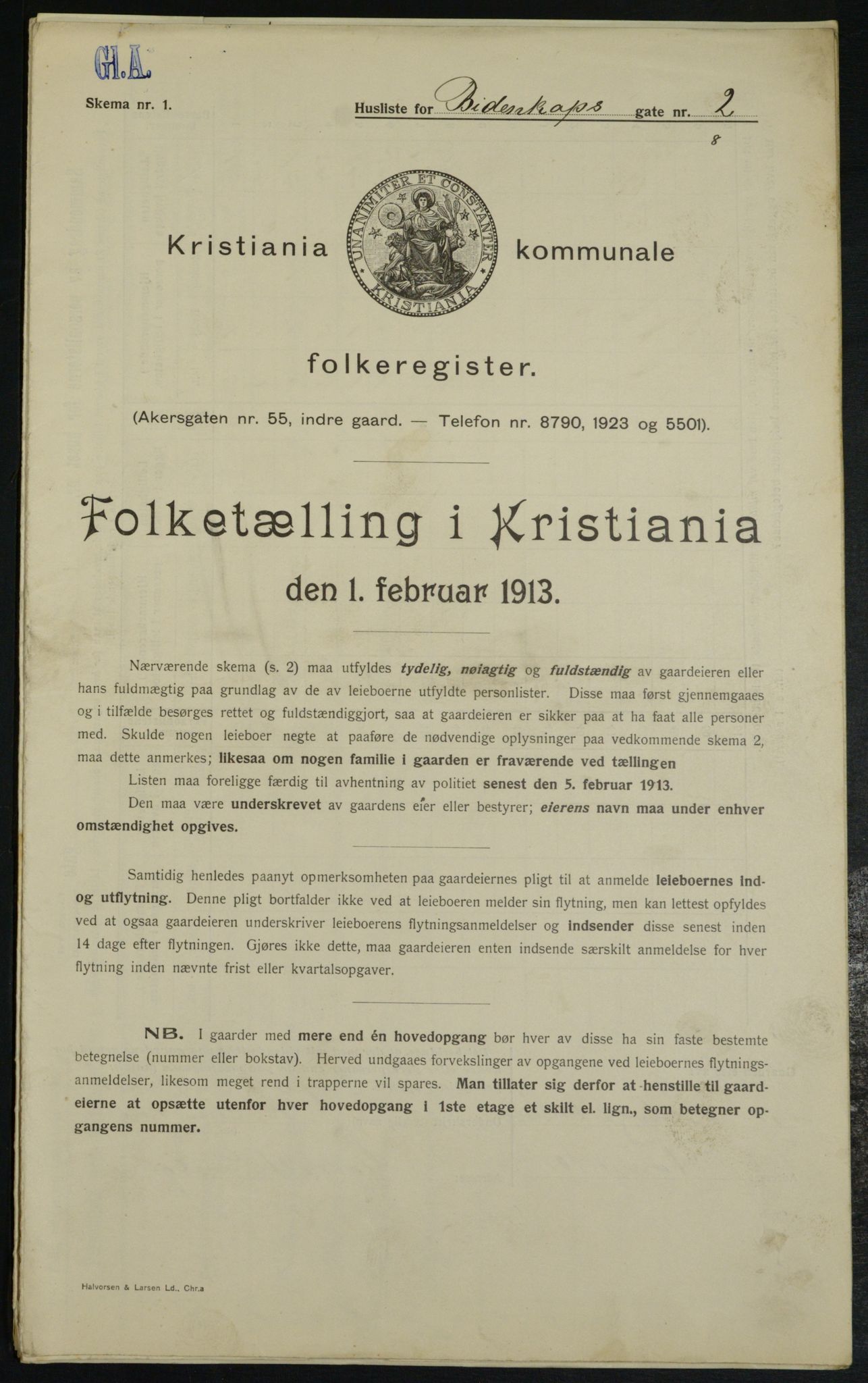 OBA, Kommunal folketelling 1.2.1913 for Kristiania, 1913, s. 4574
