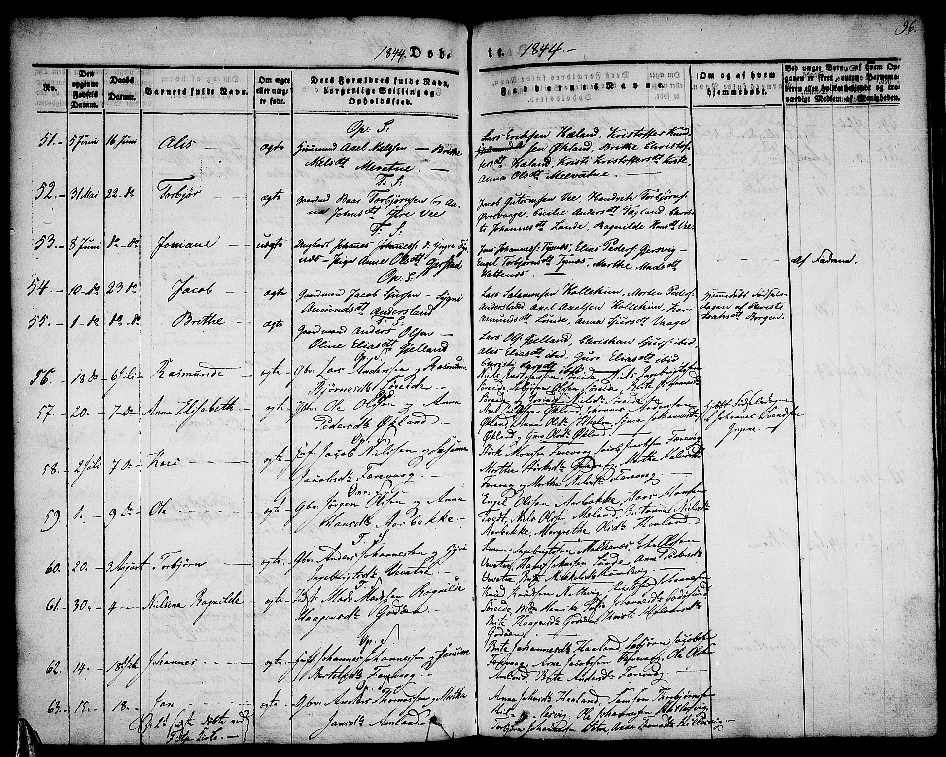 Tysnes sokneprestembete, AV/SAB-A-78601/H/Haa: Ministerialbok nr. A 9, 1837-1848, s. 96