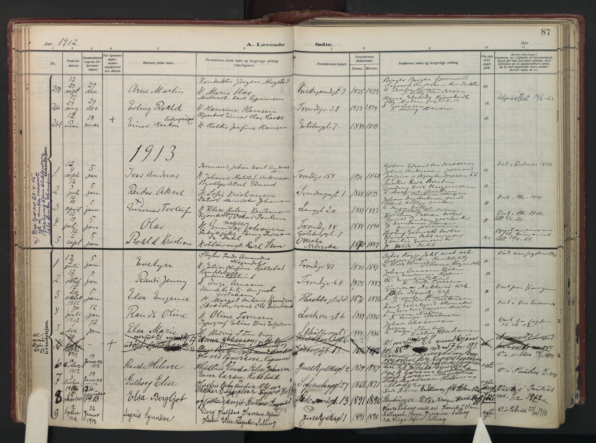 Petrus prestekontor Kirkebøker, AV/SAO-A-10872/F/Fa/L0012: Ministerialbok nr. I 12, 1909-1936, s. 87
