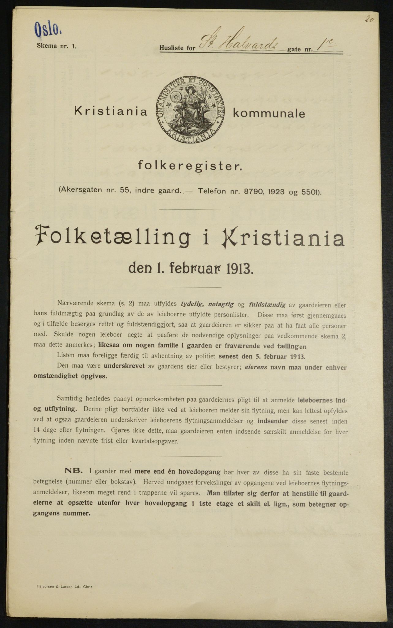 OBA, Kommunal folketelling 1.2.1913 for Kristiania, 1913, s. 87428