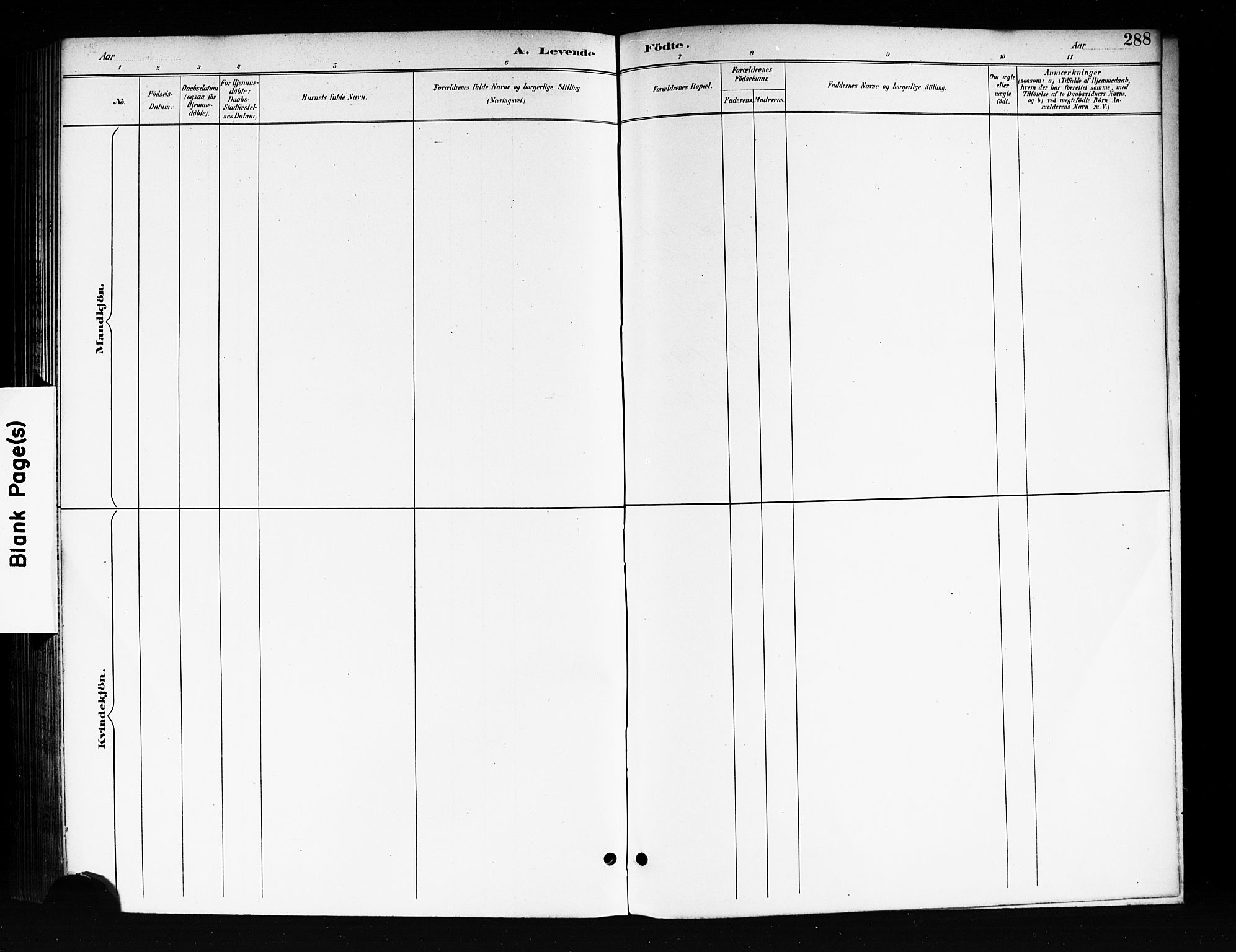 Rikshospitalet prestekontor Kirkebøker, SAO/A-10309b/F/L0008: Ministerialbok nr. 8, 1890-1893, s. 288