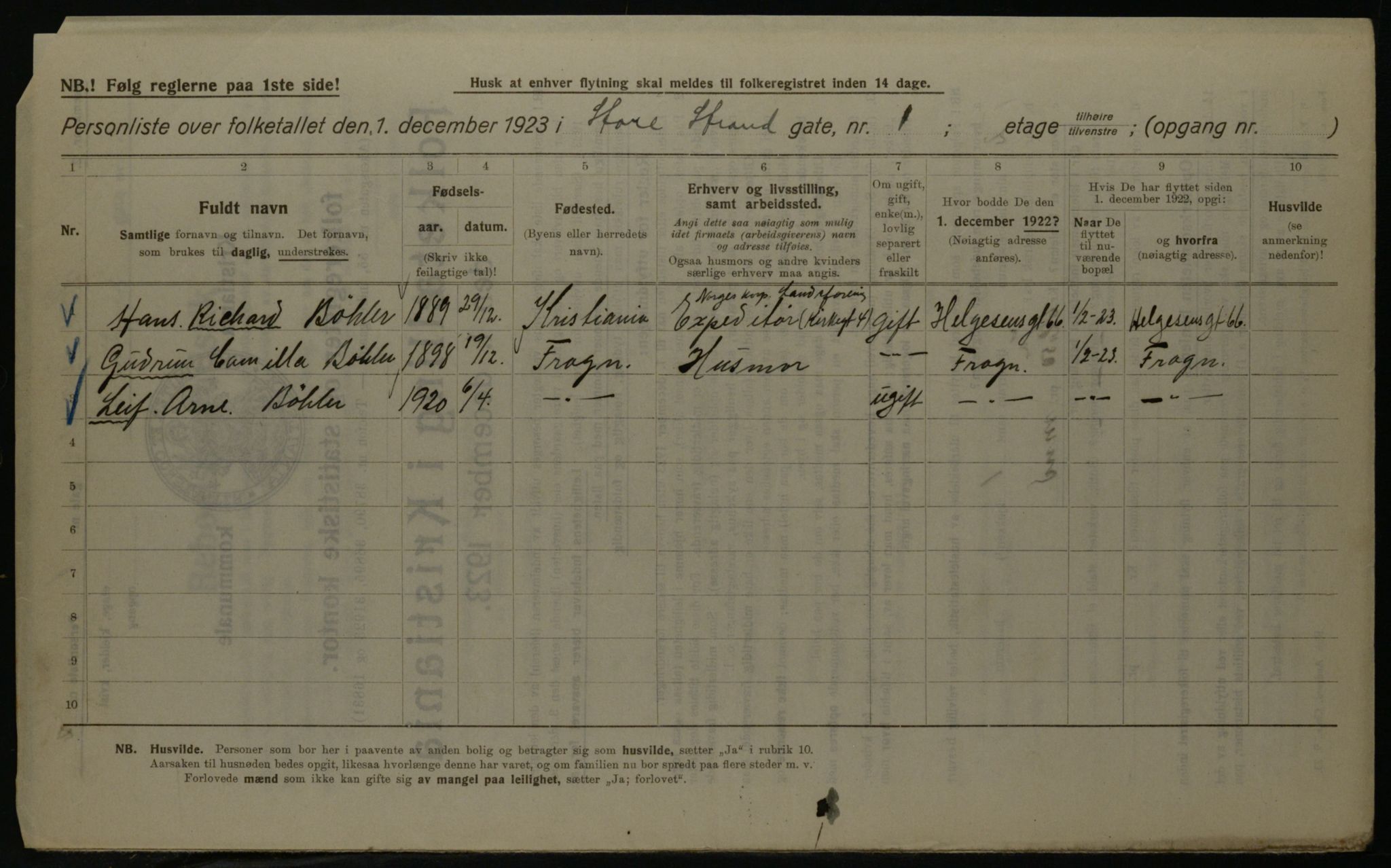 OBA, Kommunal folketelling 1.12.1923 for Kristiania, 1923, s. 29940