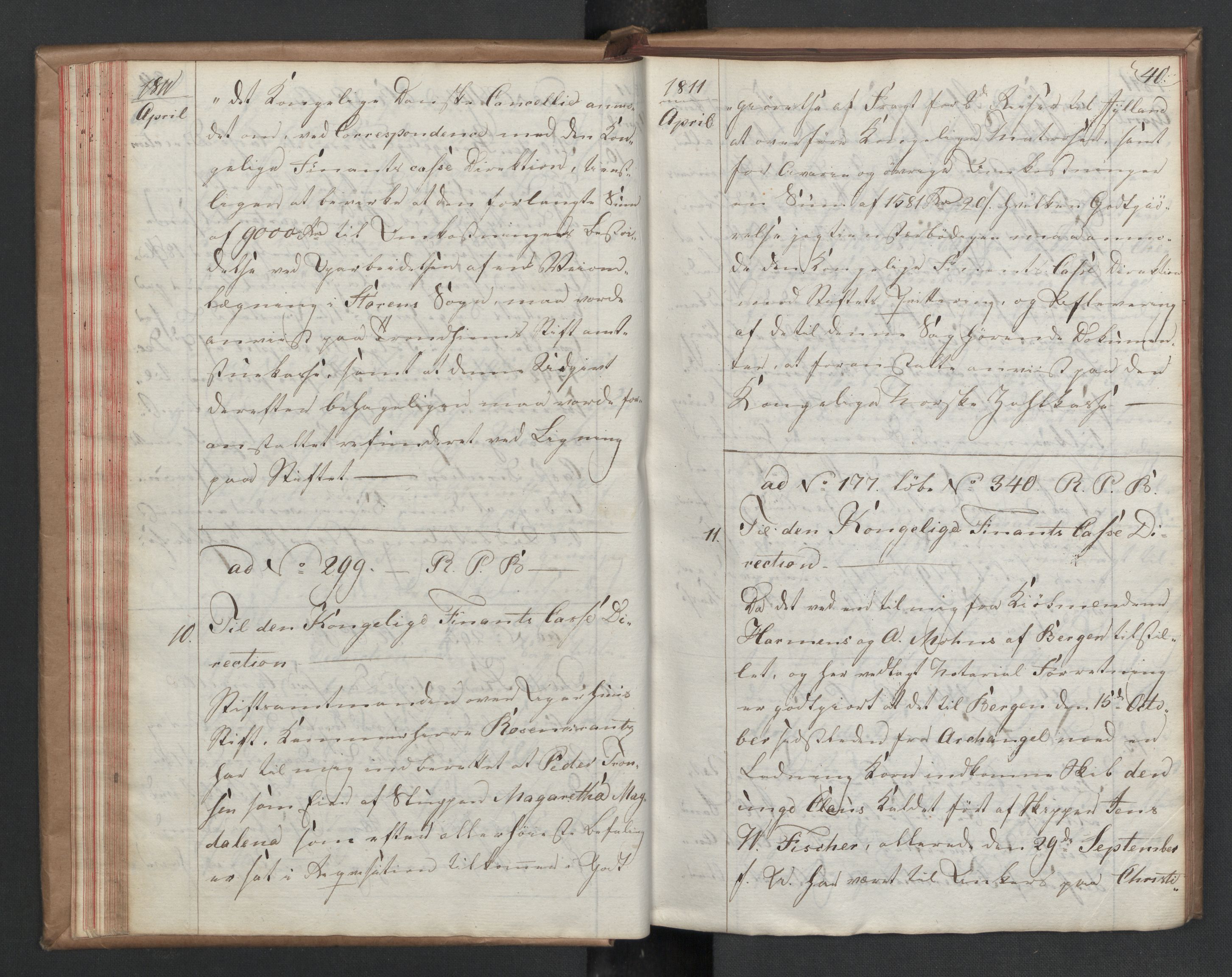 Stattholderembetet 1810-1814, 2. kontor (Kontor B), AV/RA-EA-5432/Ba/L0001: Kollegial korrespondanseprotokoll, 1810-1811, s. 39b-40a