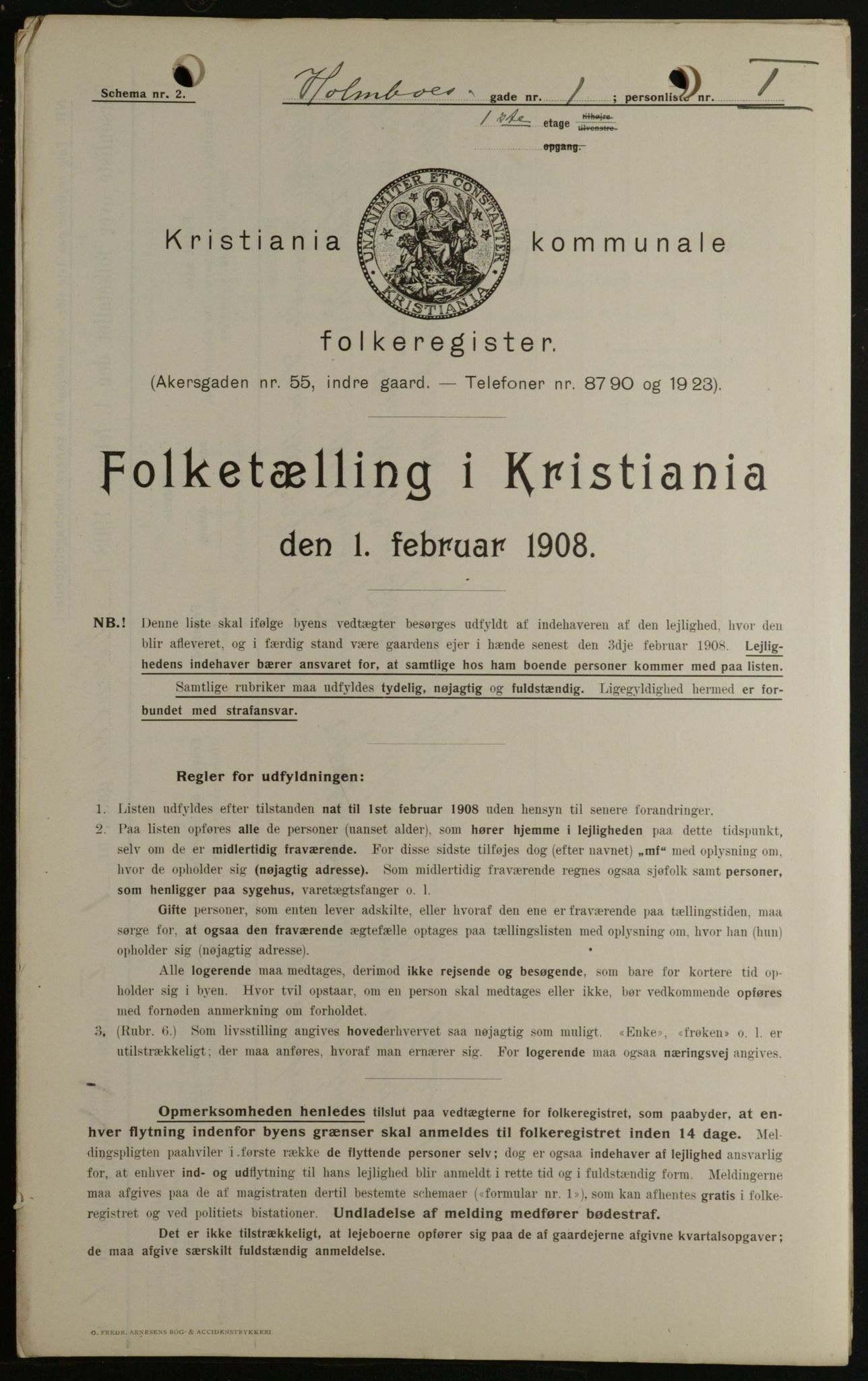 OBA, Kommunal folketelling 1.2.1908 for Kristiania kjøpstad, 1908, s. 36680