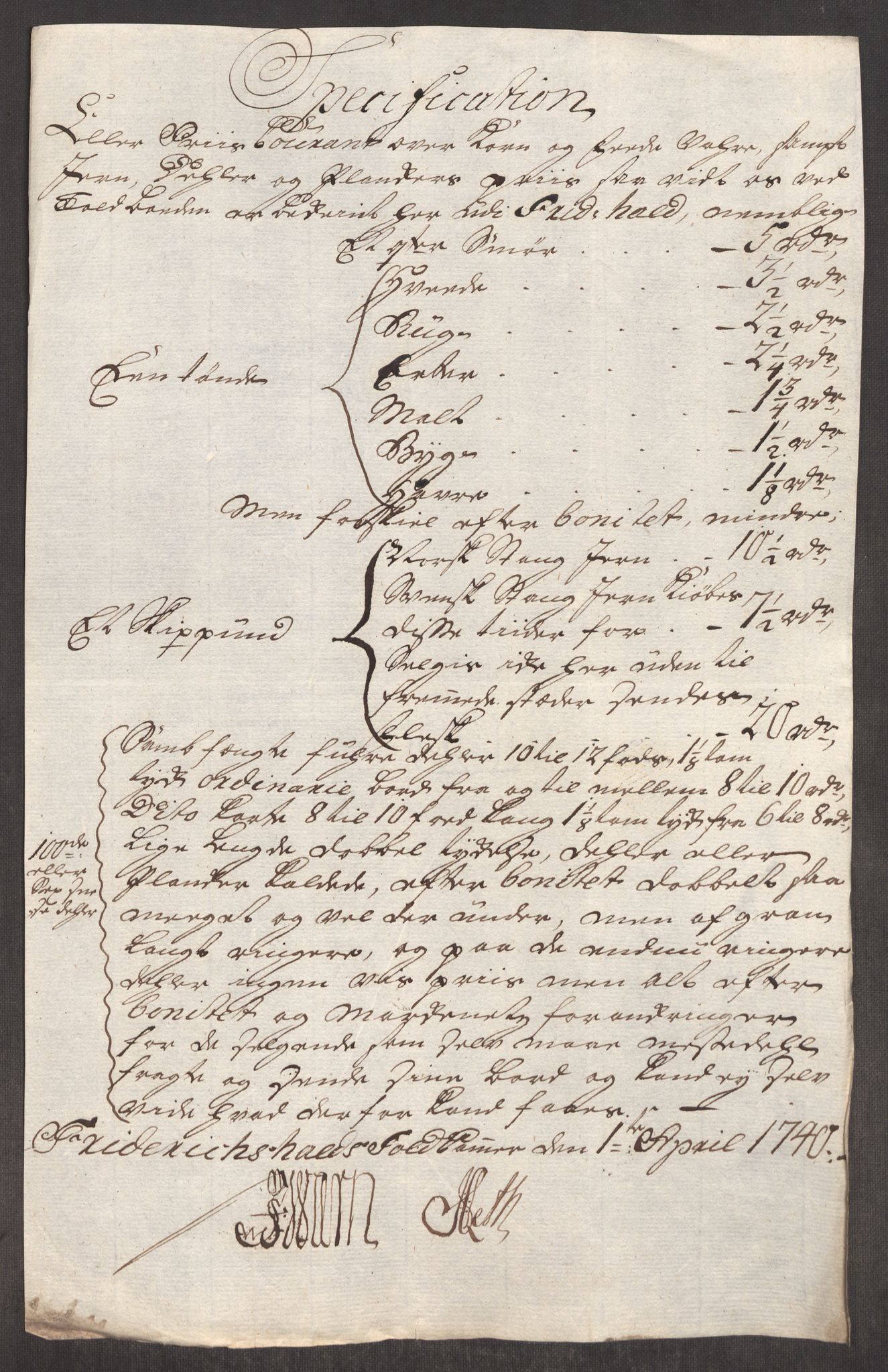 Rentekammeret inntil 1814, Realistisk ordnet avdeling, RA/EA-4070/Oe/L0002: [Ø1]: Priskuranter, 1740-1744, s. 9