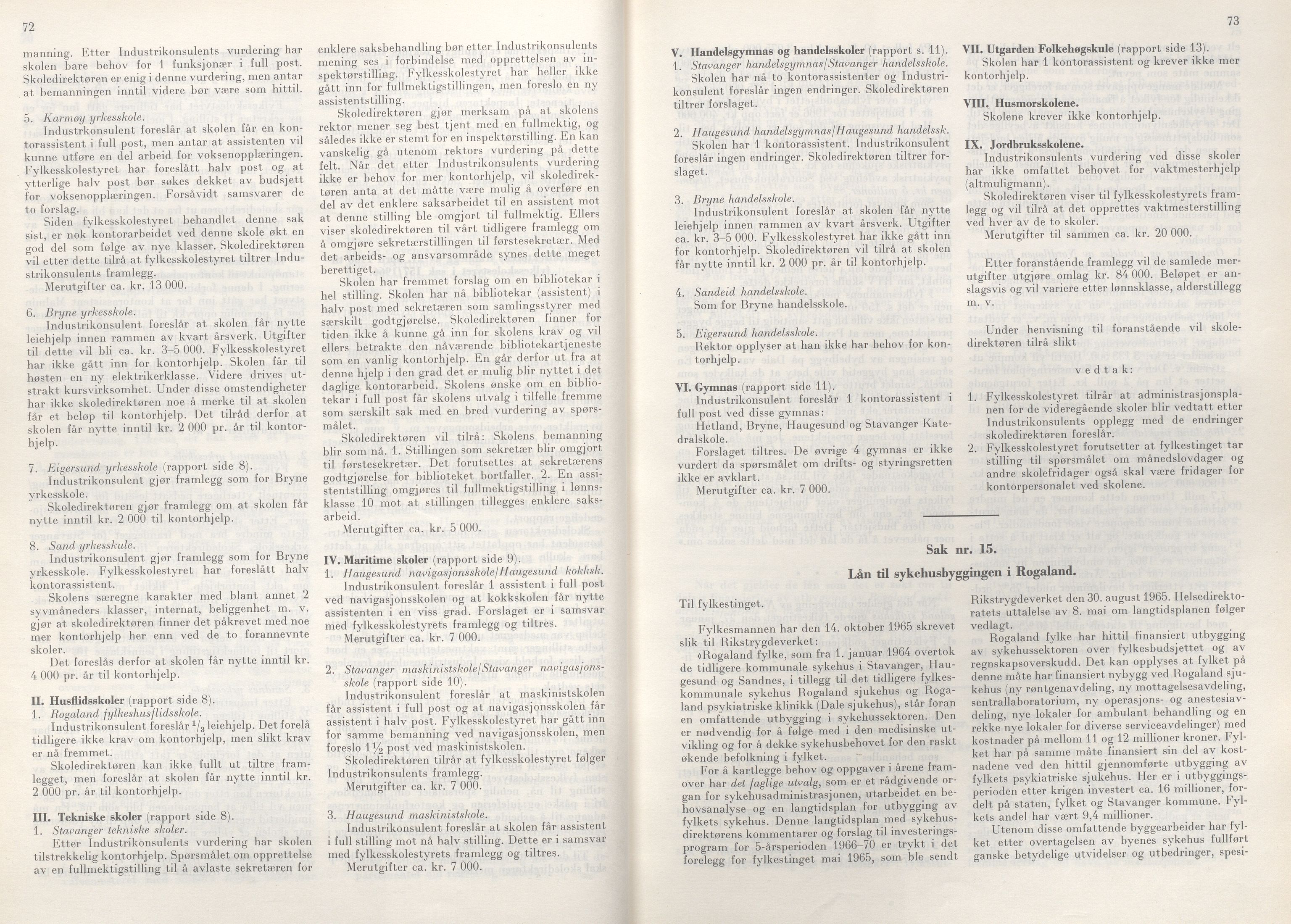 Rogaland fylkeskommune - Fylkesrådmannen , IKAR/A-900/A/Aa/Aaa/L0086: Møtebok , 1966, s. 72-73