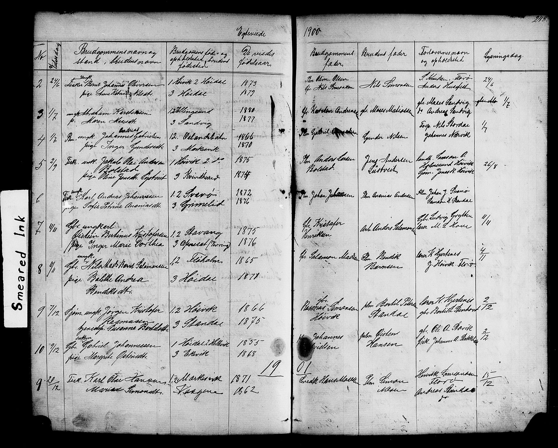 Kinn sokneprestembete, AV/SAB-A-80801/H/Hab/Habc/L0002: Klokkerbok nr. C 2, 1869-1918, s. 248