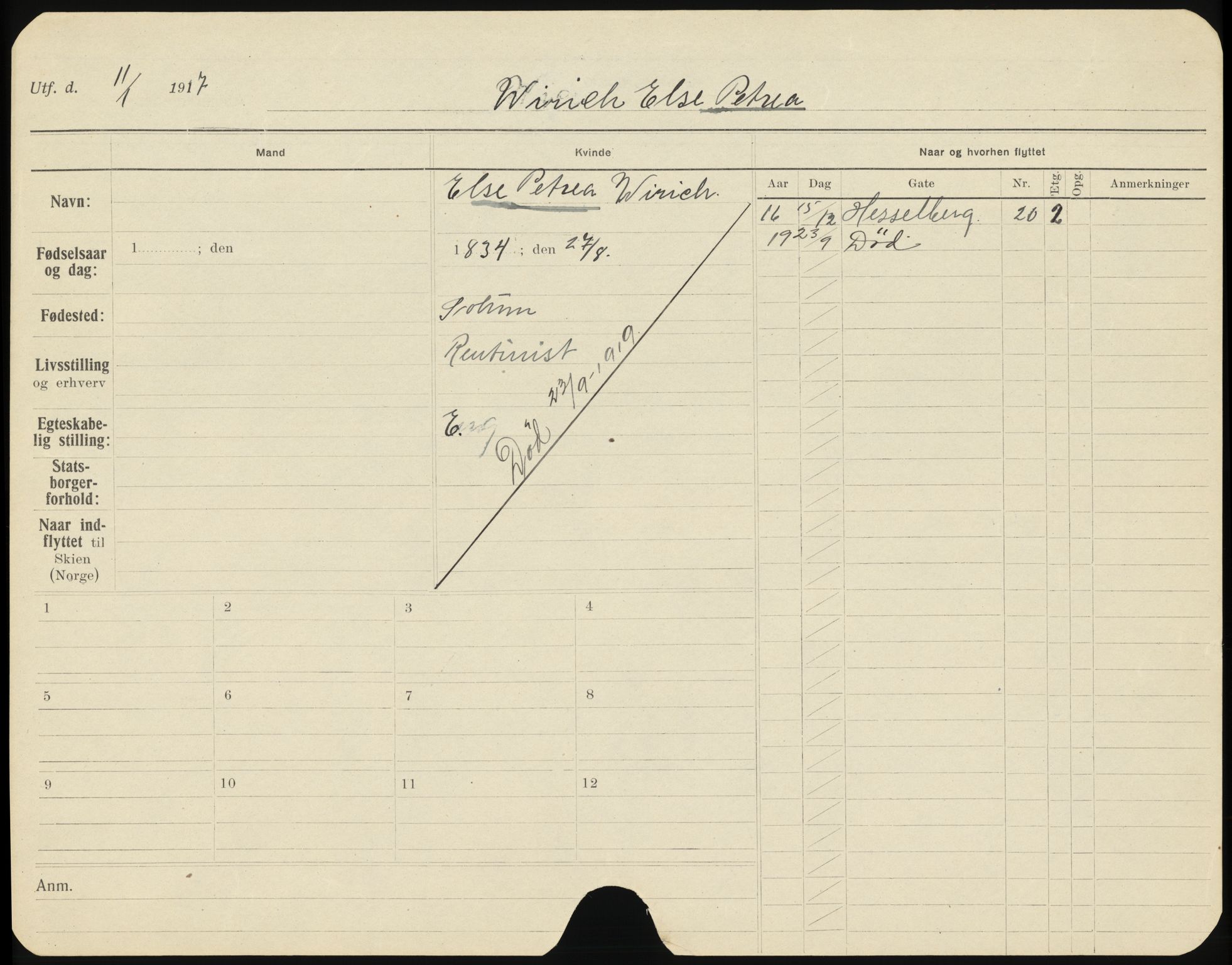 Skien folkeregister, AV/SAKO-A-425/H/Ha/L0001: Døde, 1916-1929, s. 551