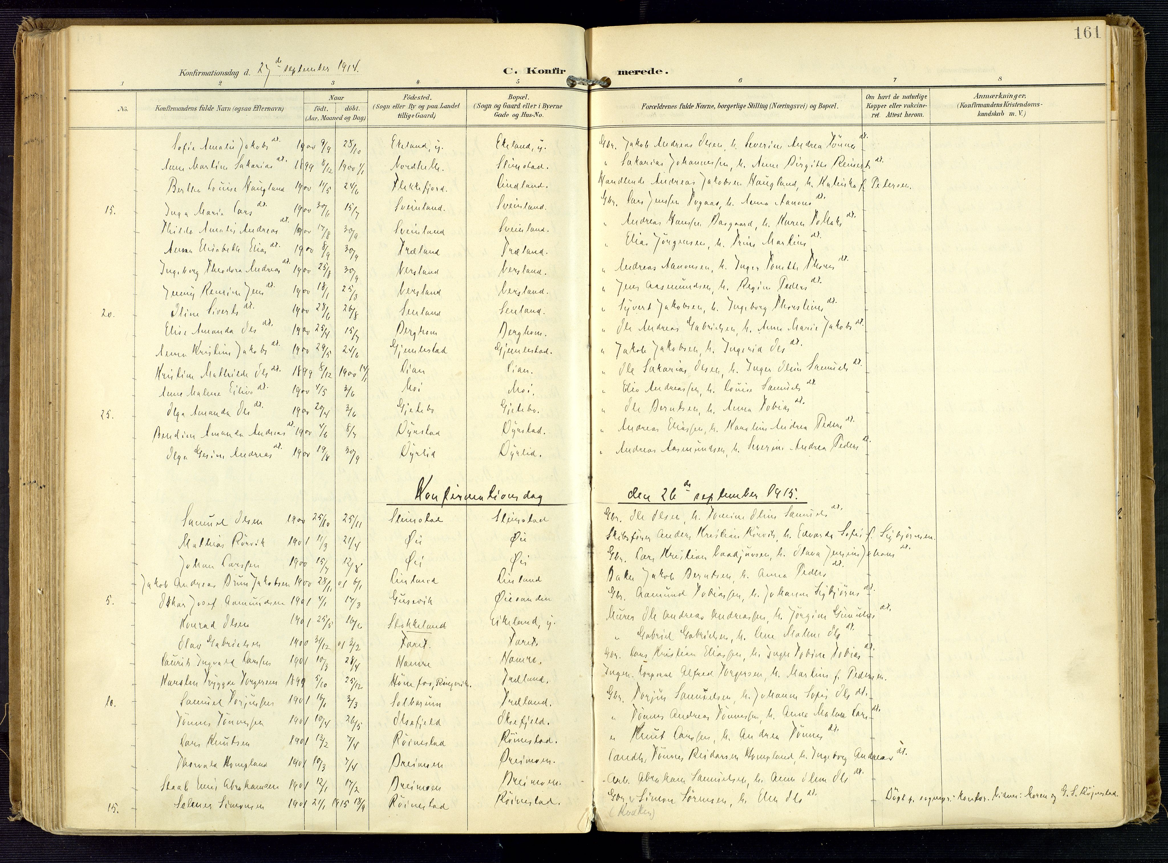 Kvinesdal sokneprestkontor, SAK/1111-0026/F/Fa/Fab/L0009: Ministerialbok nr. A 9, 1898-1915, s. 161