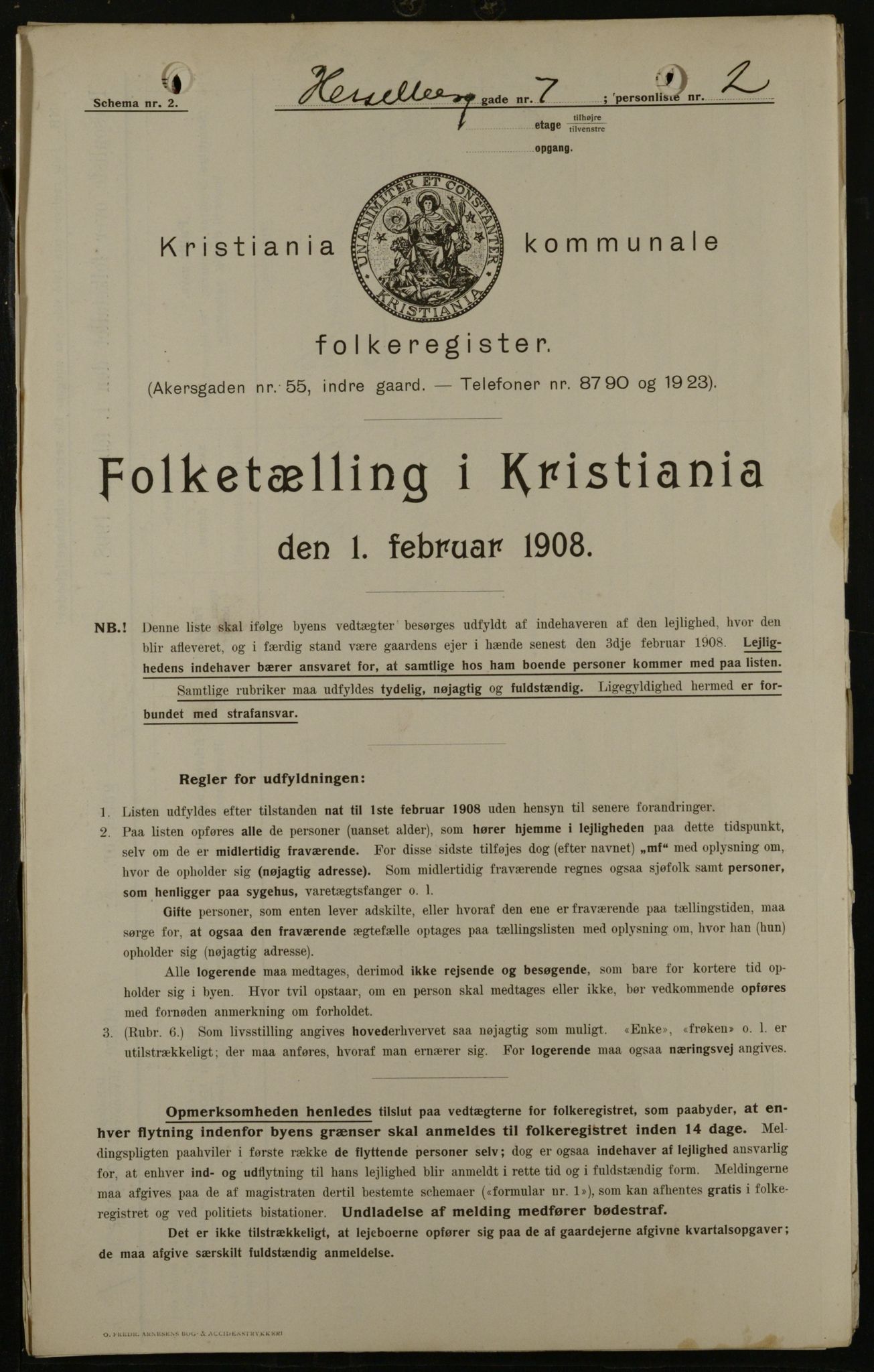OBA, Kommunal folketelling 1.2.1908 for Kristiania kjøpstad, 1908, s. 35991