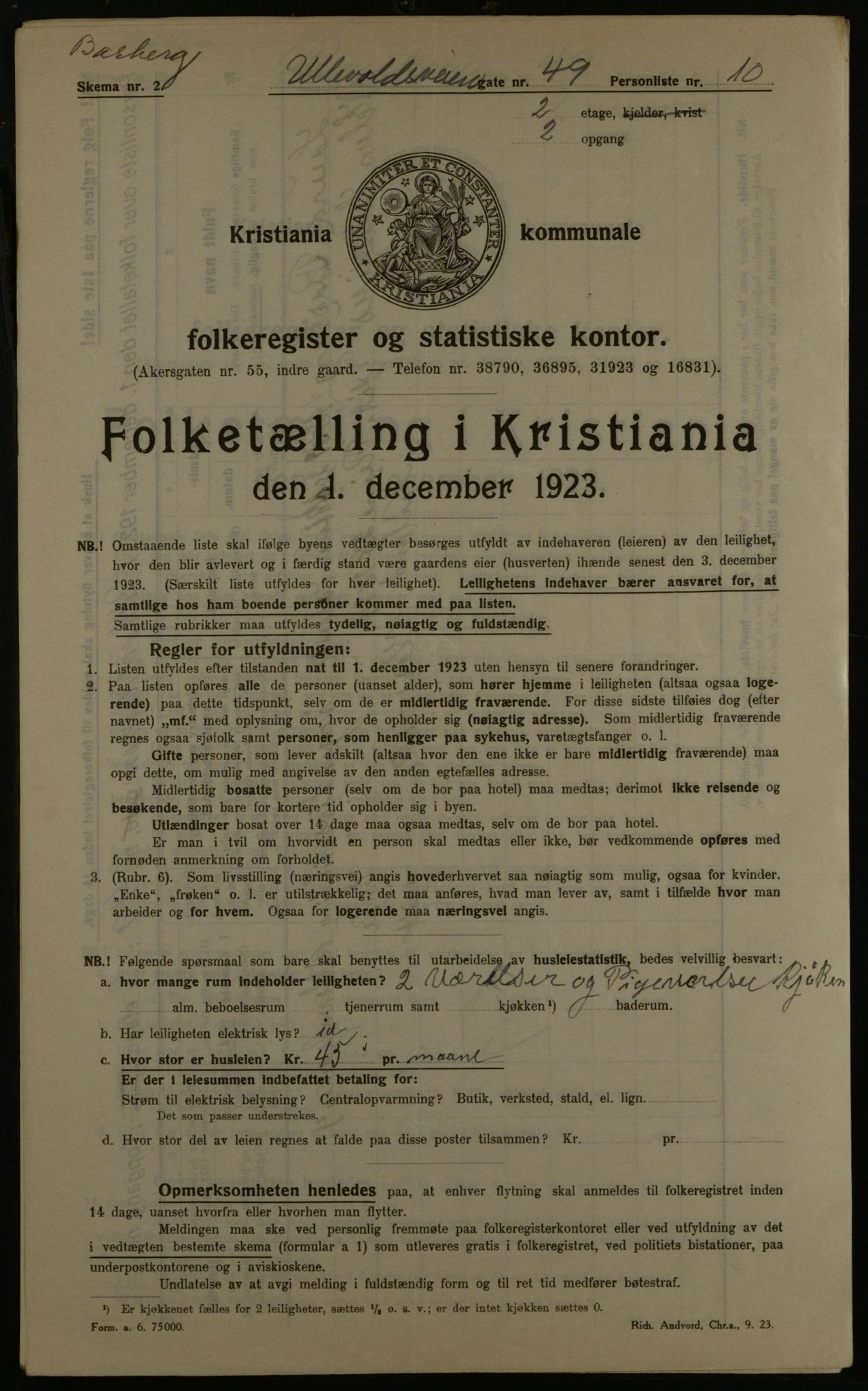 OBA, Kommunal folketelling 1.12.1923 for Kristiania, 1923, s. 131786