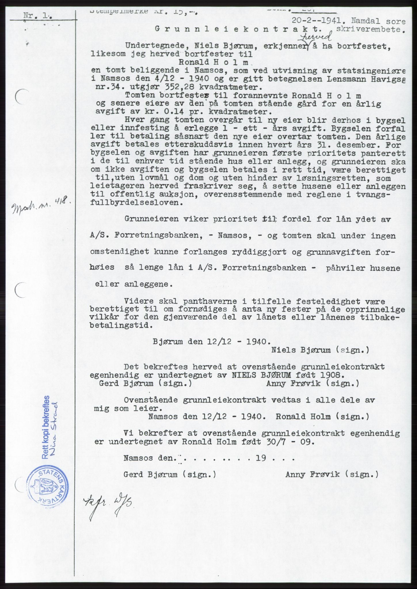 Namdal sorenskriveri, SAT/A-4133/1/2/2C: Pantebok nr. -, 1944-1945, Tingl.dato: 31.10.1944