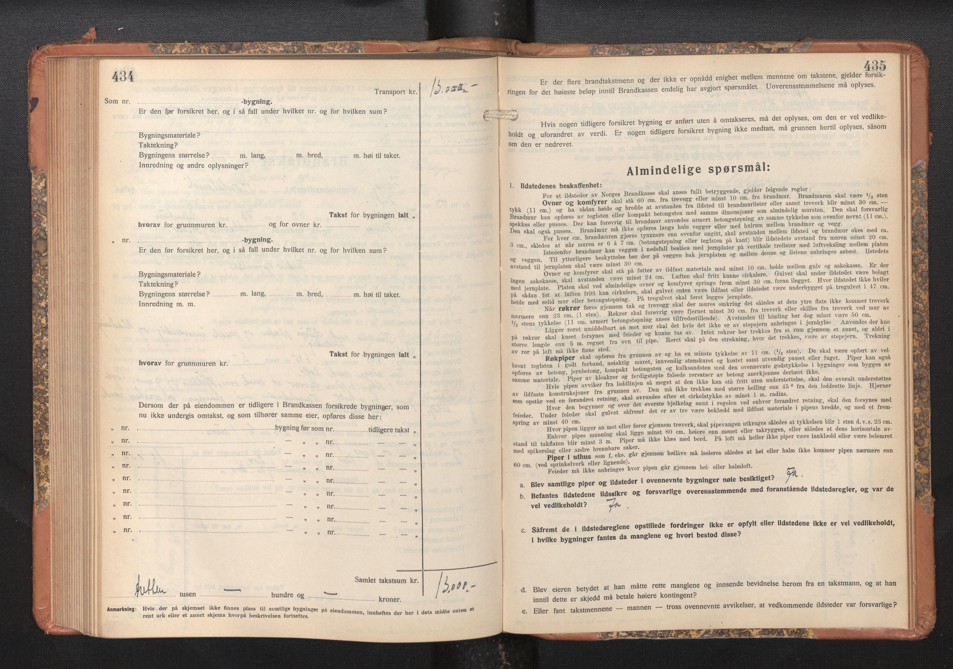 Lensmannen i Fana, SAB/A-31801/0012/L0024: Branntakstprotokoll skjematakst, 1935-1948, s. 434-435