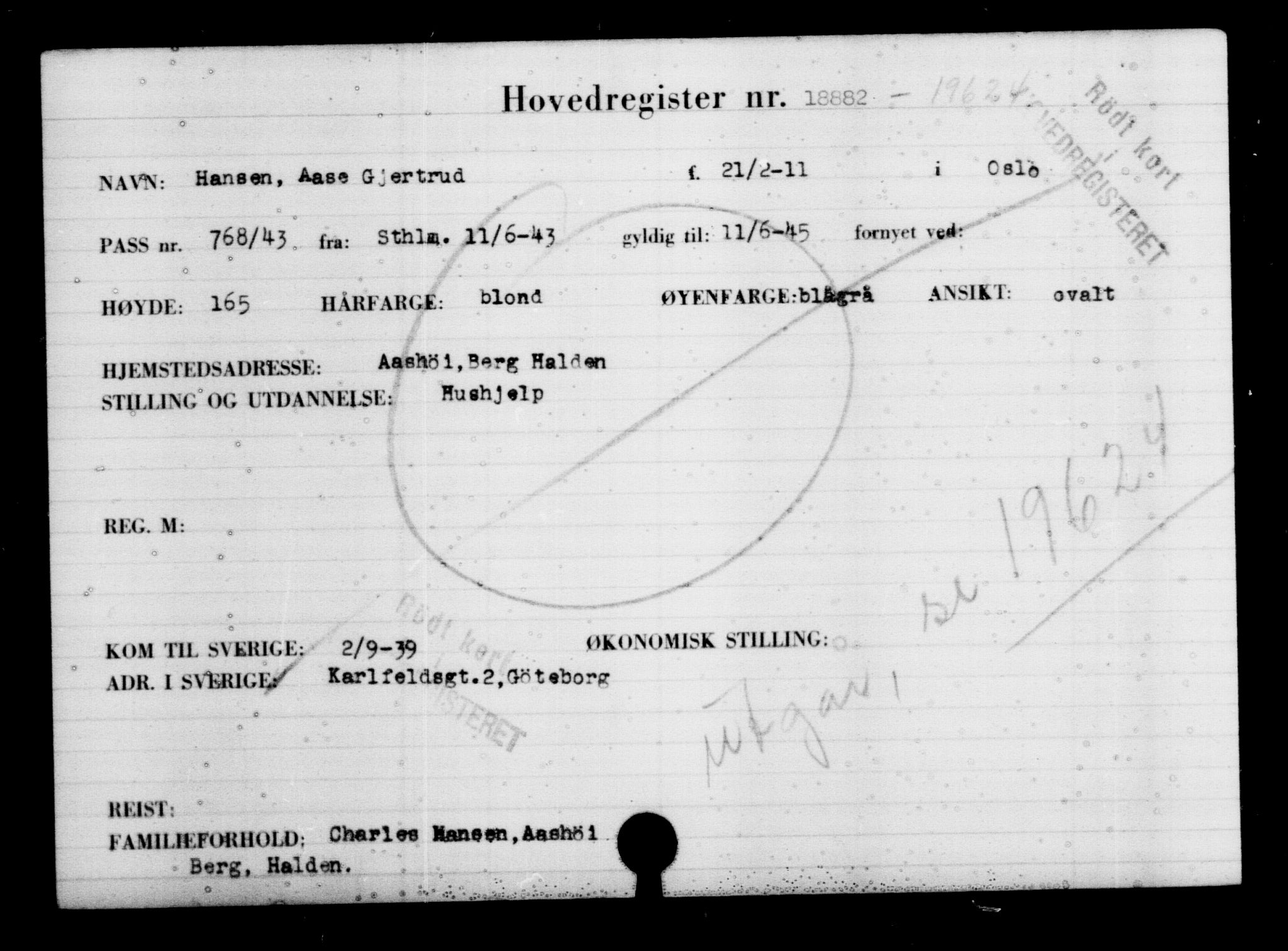 Den Kgl. Norske Legasjons Flyktningskontor, RA/S-6753/V/Va/L0009: Kjesäterkartoteket.  Flyktningenr. 18502-22048, 1940-1945, s. 451