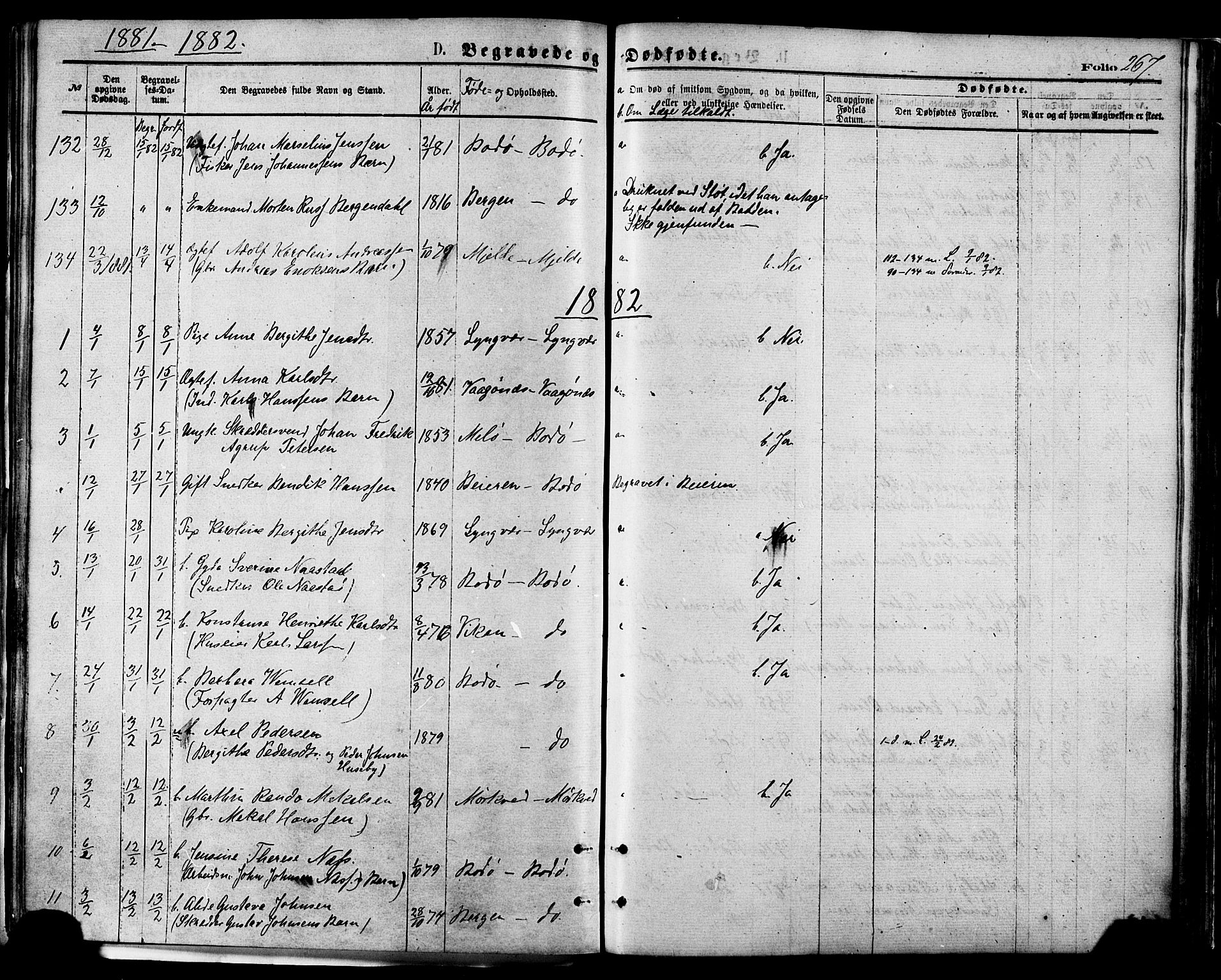 Ministerialprotokoller, klokkerbøker og fødselsregistre - Nordland, AV/SAT-A-1459/801/L0009: Ministerialbok nr. 801A09, 1876-1883, s. 267