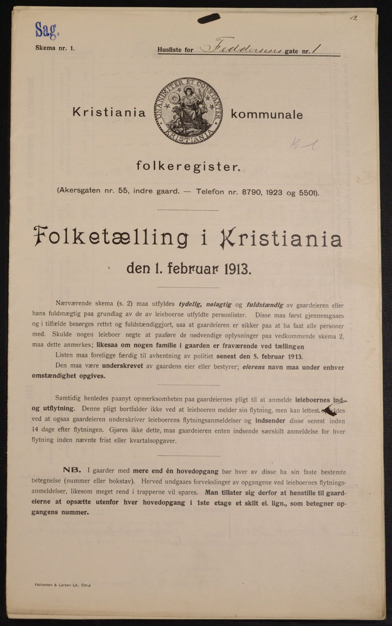 OBA, Kommunal folketelling 1.2.1913 for Kristiania, 1913, s. 24114