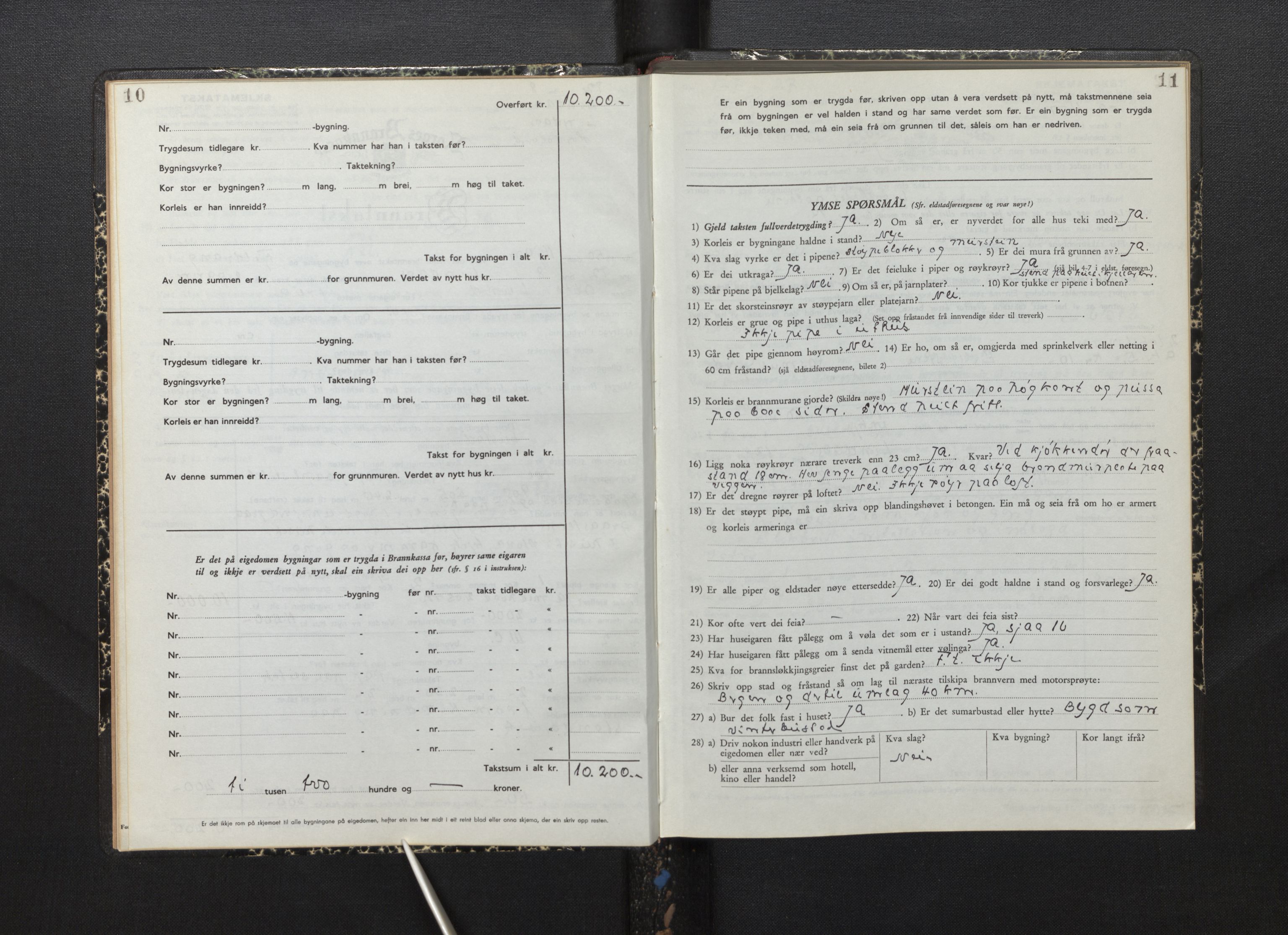 Lensmannen i Lindås, AV/SAB-A-33501/0012/L0002: Branntakstprotokoll skjematakst, 1949-1955, s. 10-11