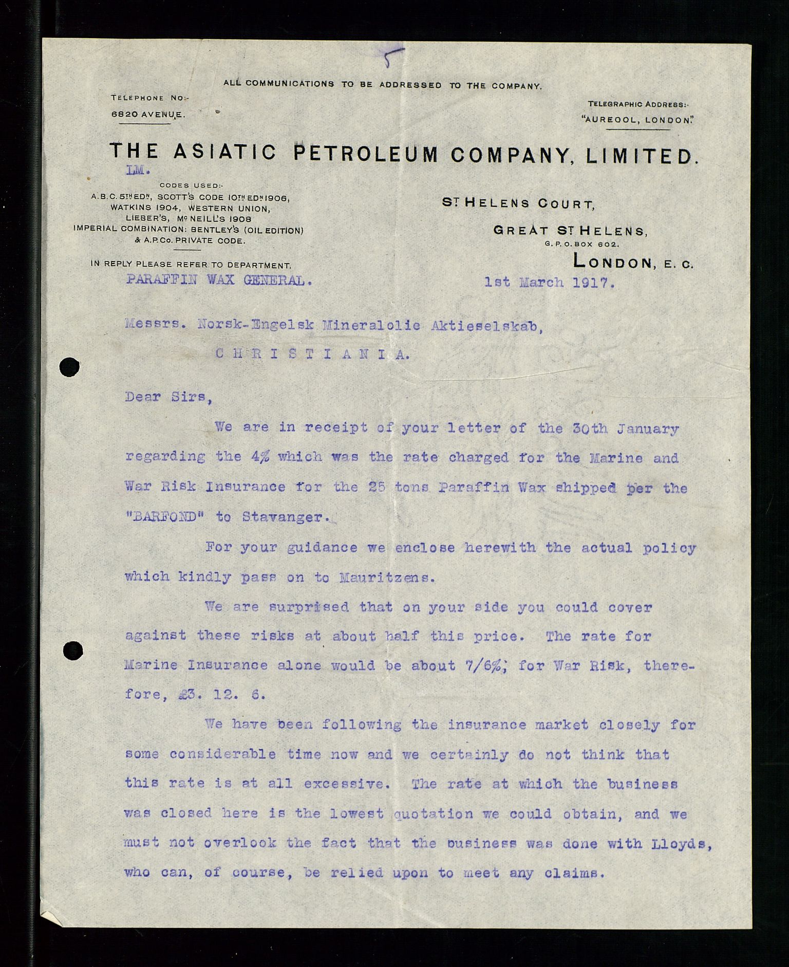 Pa 1521 - A/S Norske Shell, AV/SAST-A-101915/E/Ea/Eaa/L0001: Sjefskorrespondanse, 1917, s. 619