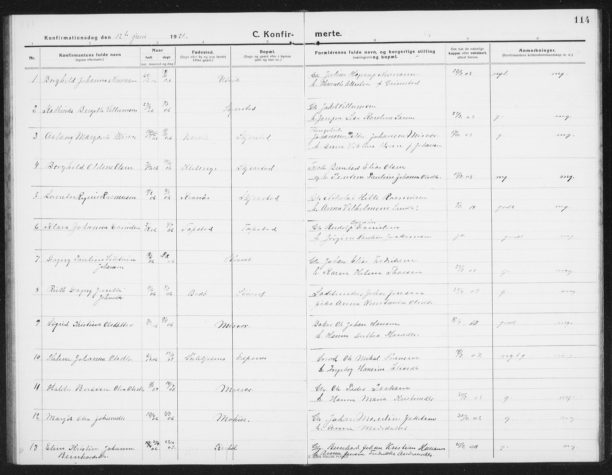 Ministerialprotokoller, klokkerbøker og fødselsregistre - Nordland, AV/SAT-A-1459/852/L0757: Klokkerbok nr. 852C08, 1916-1934, s. 114