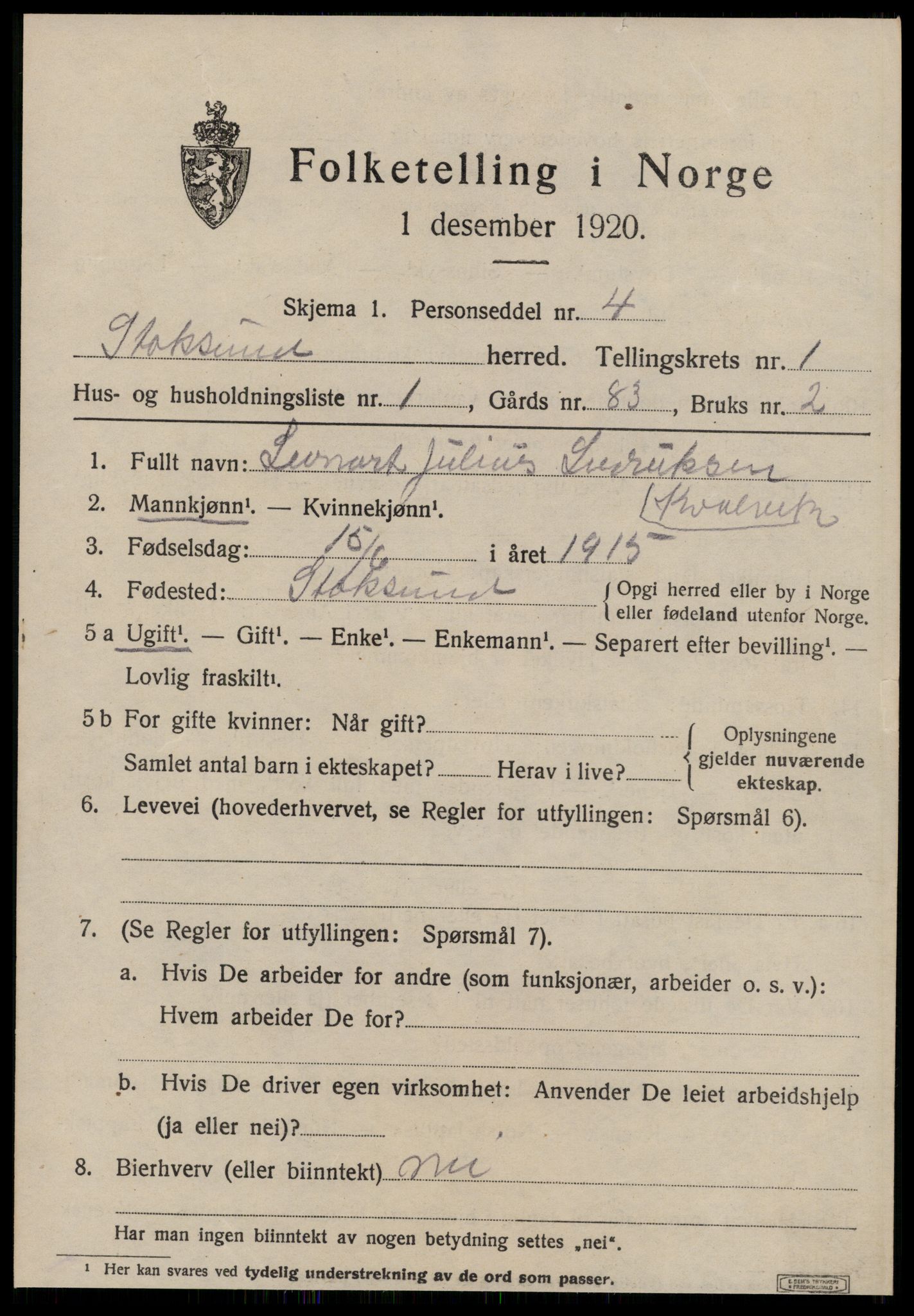 SAT, Folketelling 1920 for 1631 Stoksund herred, 1920, s. 568