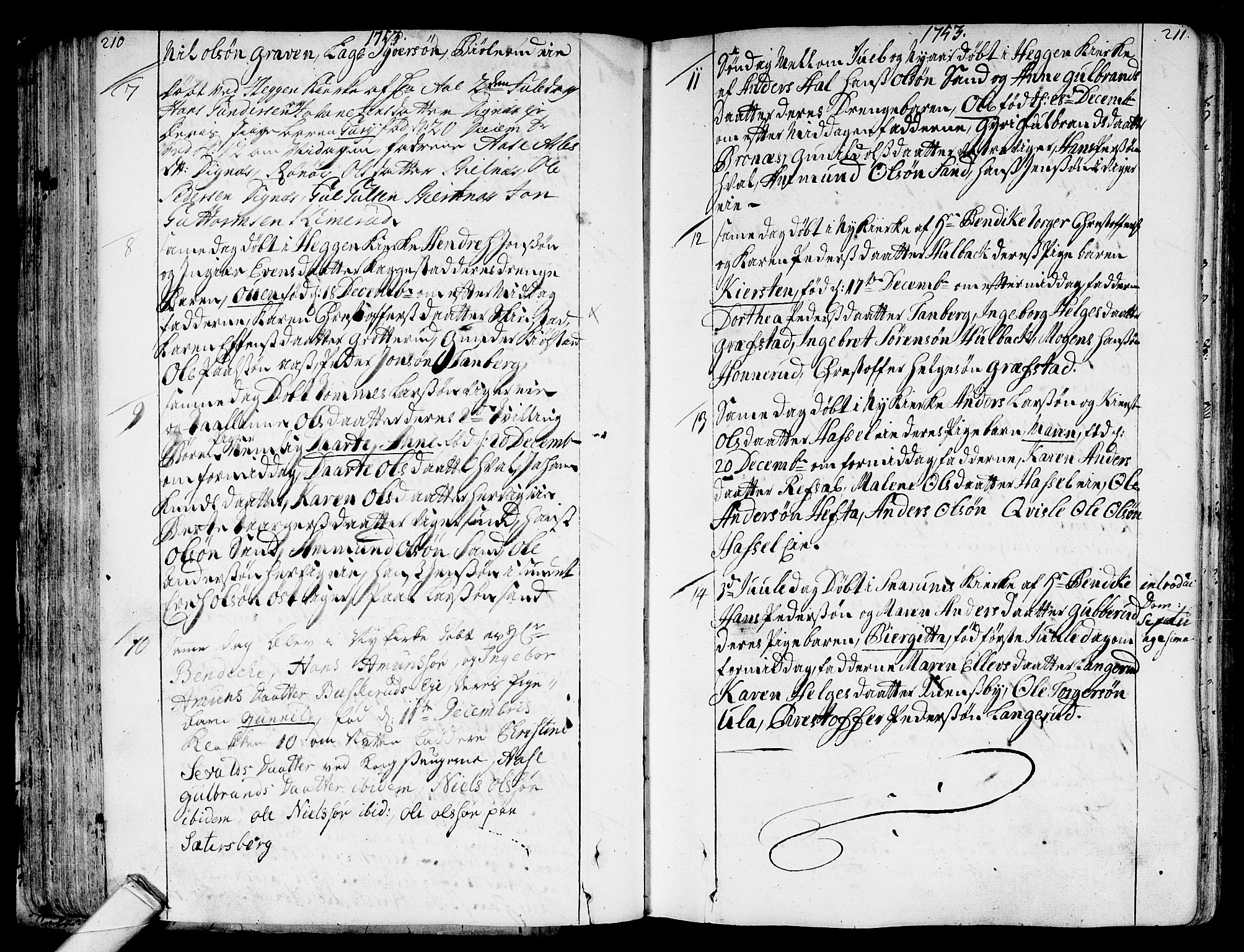 Modum kirkebøker, AV/SAKO-A-234/F/Fa/L0002: Ministerialbok nr. 2, 1741-1782, s. 210-211