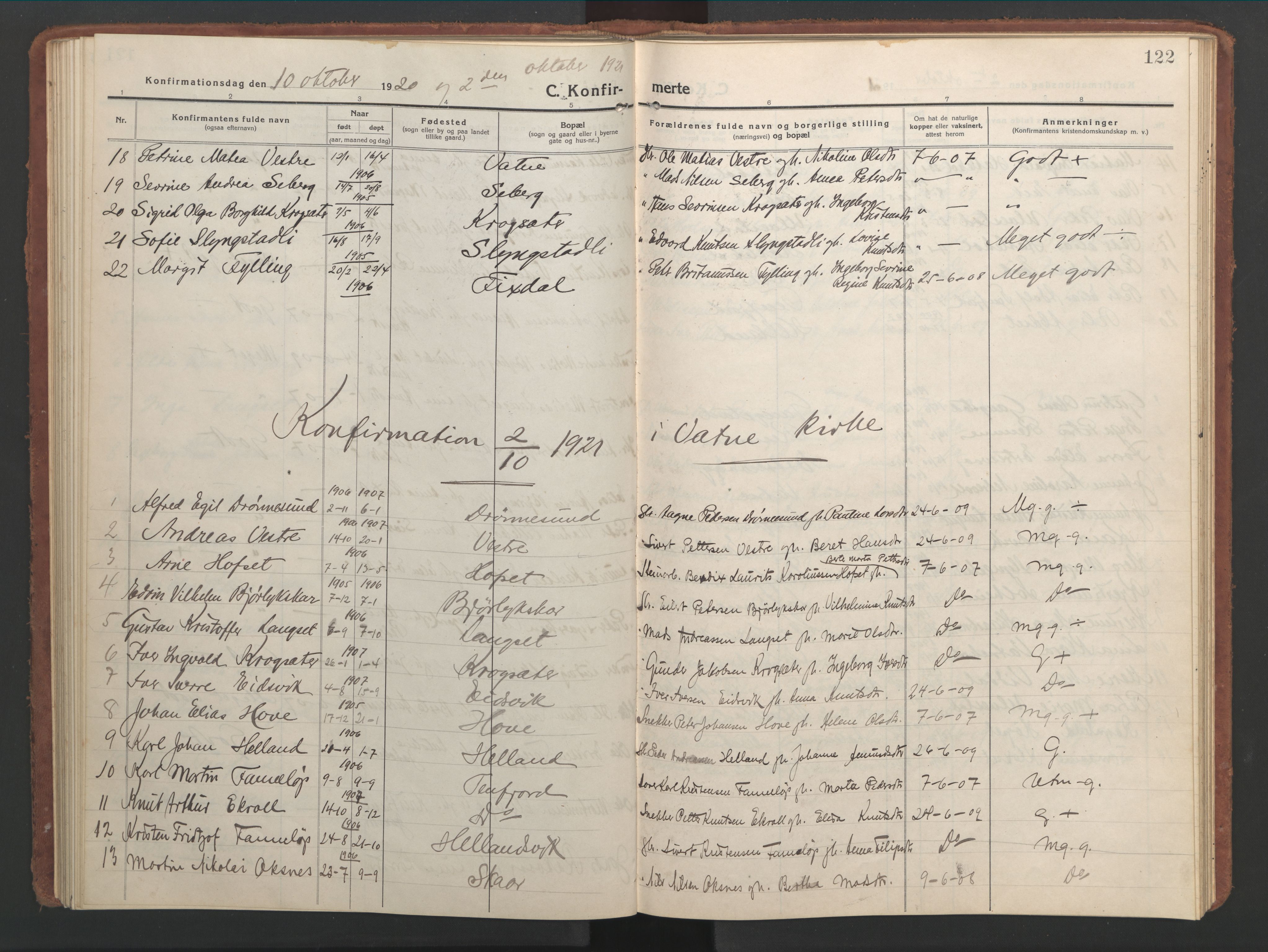 Ministerialprotokoller, klokkerbøker og fødselsregistre - Møre og Romsdal, SAT/A-1454/525/L0378: Klokkerbok nr. 525C04, 1915-1947, s. 122