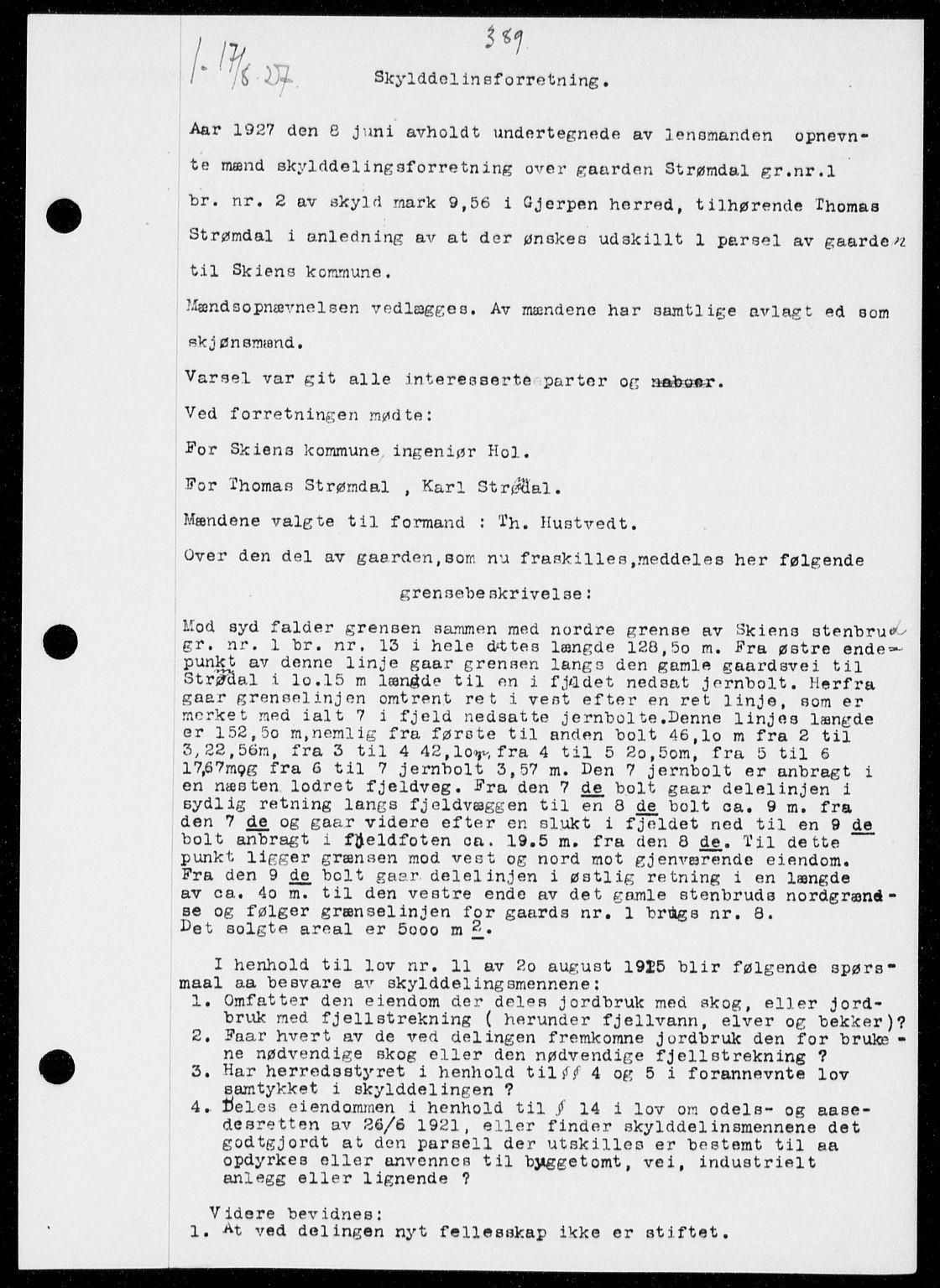 Gjerpen sorenskriveri, SAKO/A-216/G/Ga/Gaa/L0048: Pantebok nr. I 48 og 50-51, 1926-1928, Tingl.dato: 17.08.1927