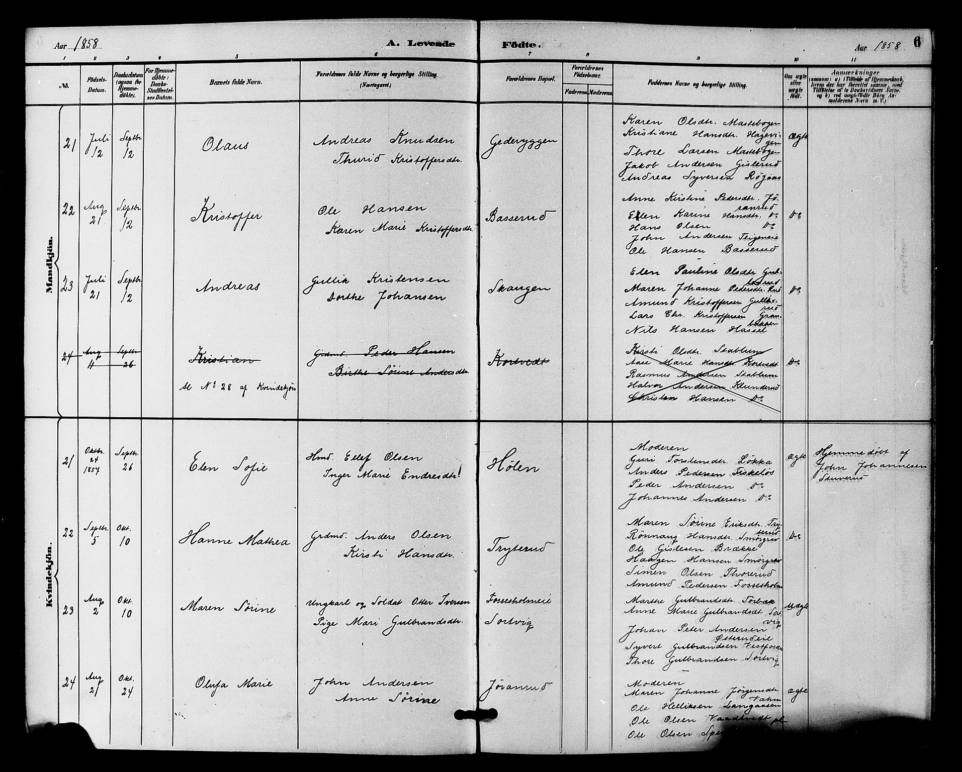 Fiskum kirkebøker, AV/SAKO-A-15/F/Fa/L0001: Ministerialbok nr. 1, 1858-1877, s. 6