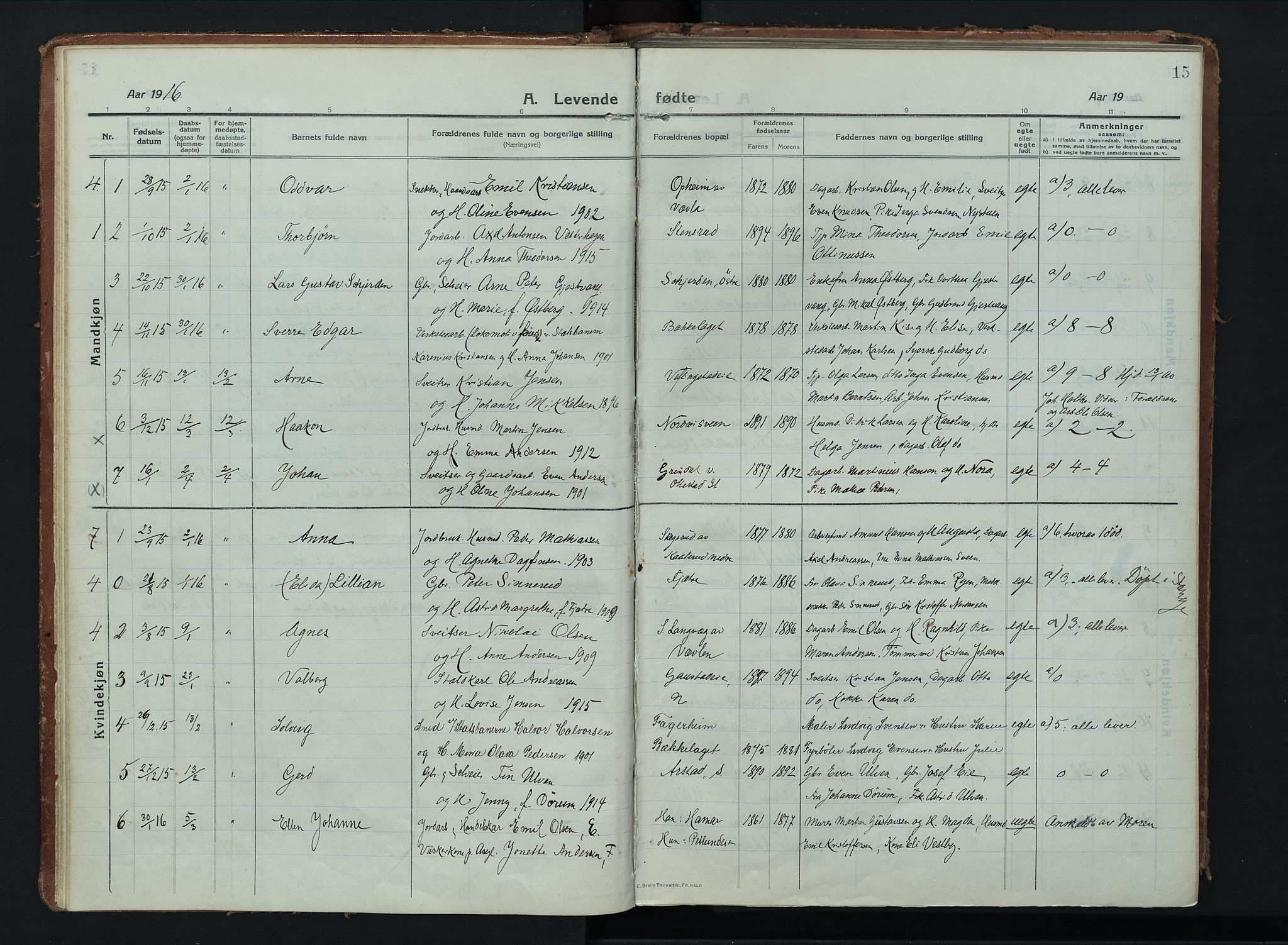 Stange prestekontor, SAH/PREST-002/K/L0028: Ministerialbok nr. 28, 1913-1932, s. 15