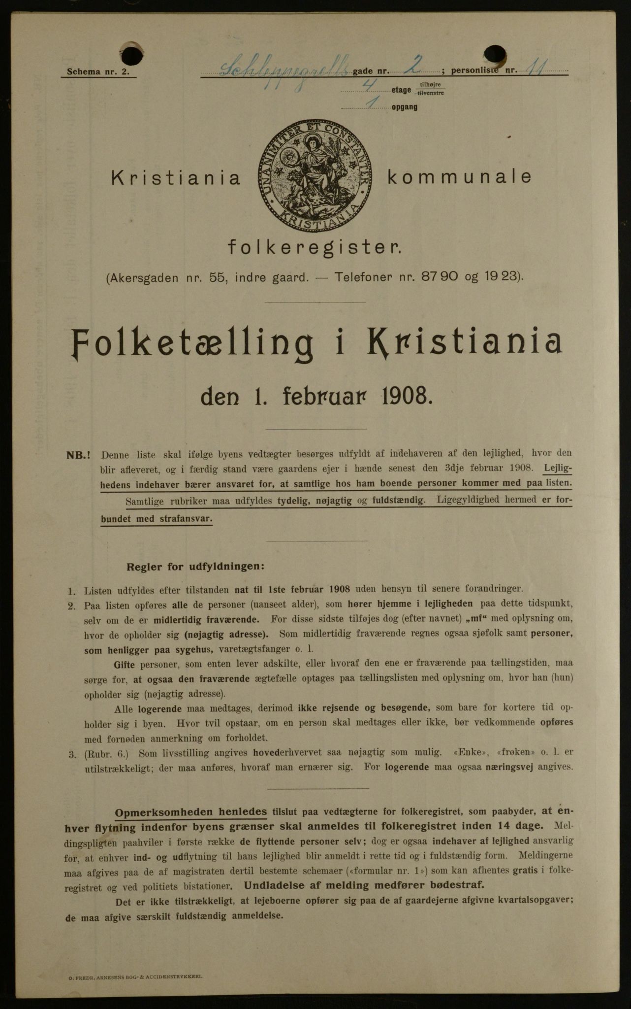 OBA, Kommunal folketelling 1.2.1908 for Kristiania kjøpstad, 1908, s. 80756