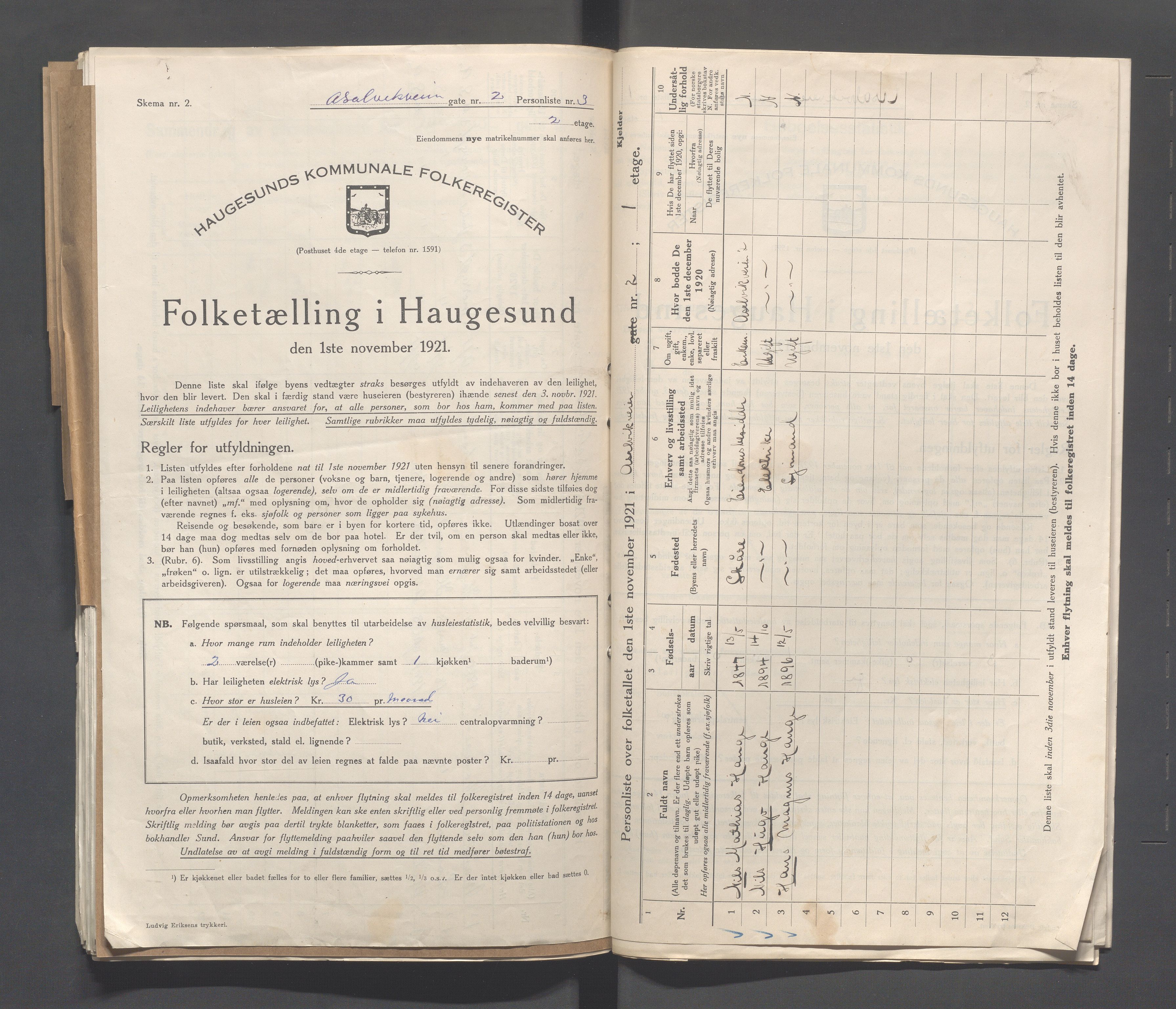 IKAR, Kommunal folketelling 1.11.1921 for Haugesund, 1921, s. 79