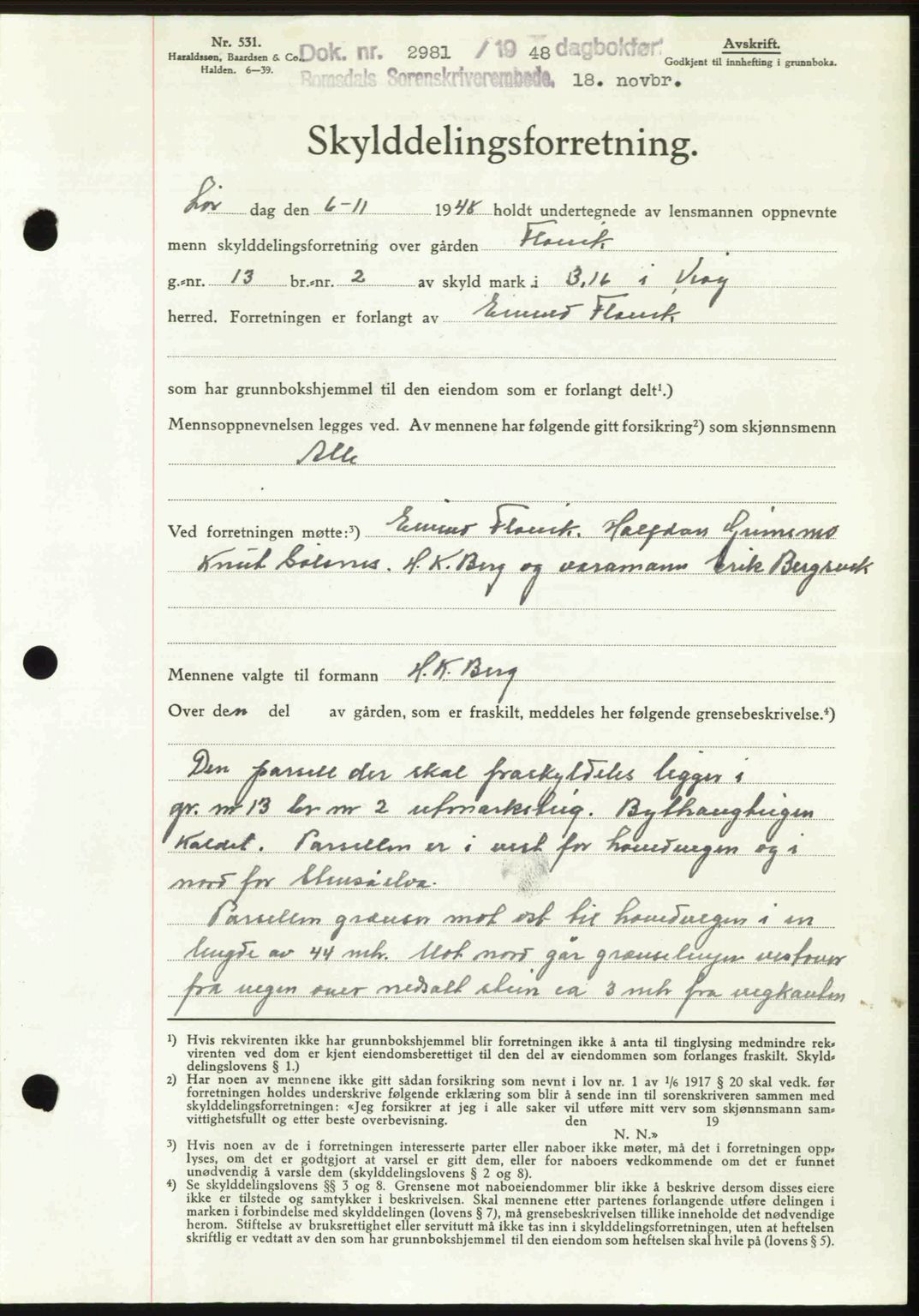 Romsdal sorenskriveri, AV/SAT-A-4149/1/2/2C: Pantebok nr. A27, 1948-1948, Dagboknr: 2981/1948