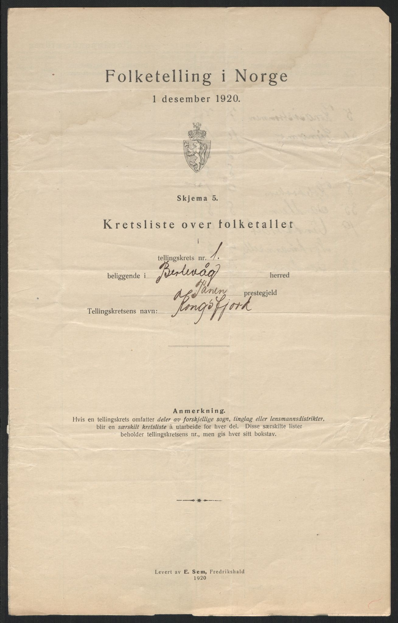 SATØ, Folketelling 1920 for 2024 Berlevåg herred, 1920, s. 7