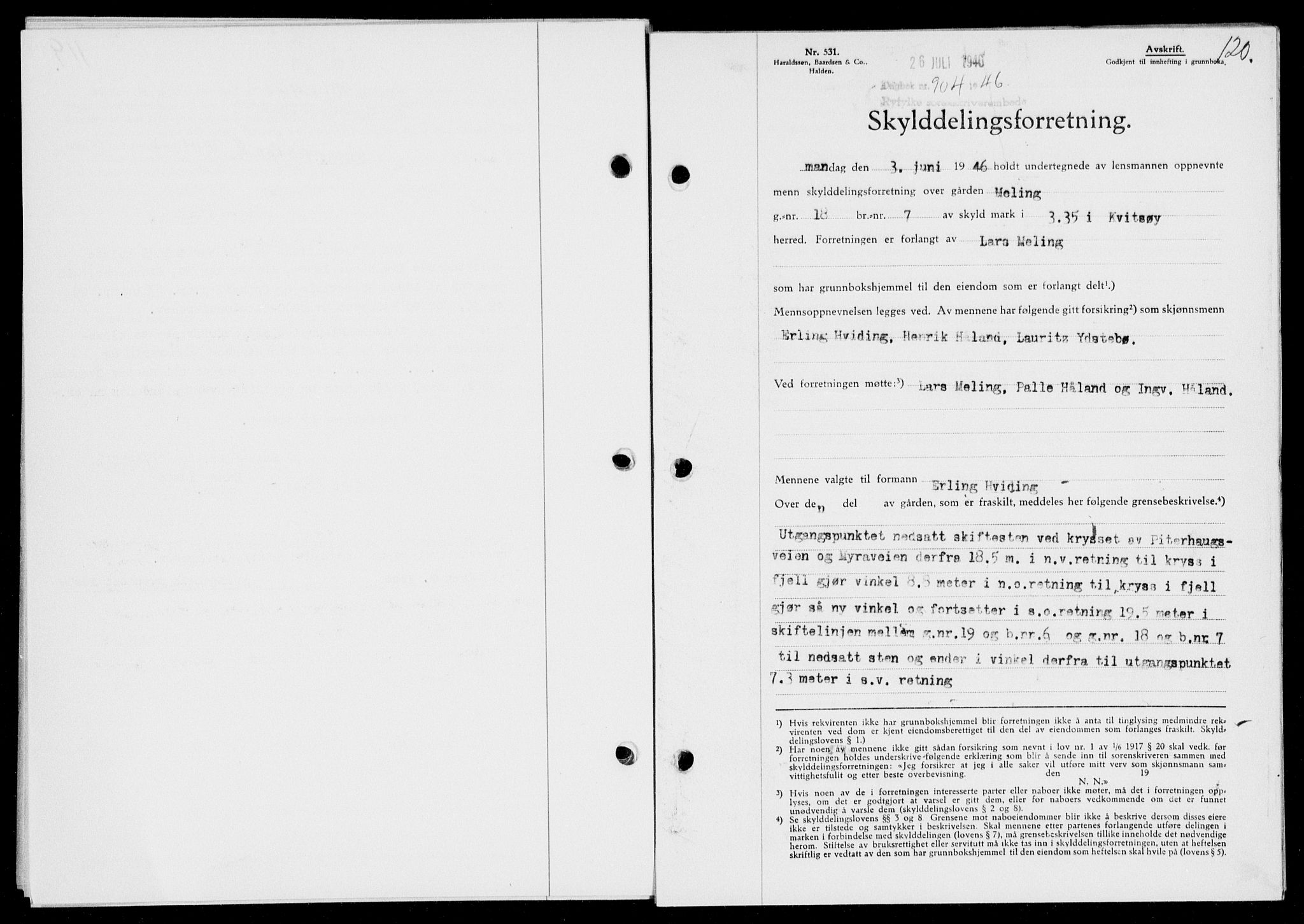 Ryfylke tingrett, SAST/A-100055/001/II/IIB/L0095: Pantebok nr. 74, 1946-1946, Dagboknr: 904/1946