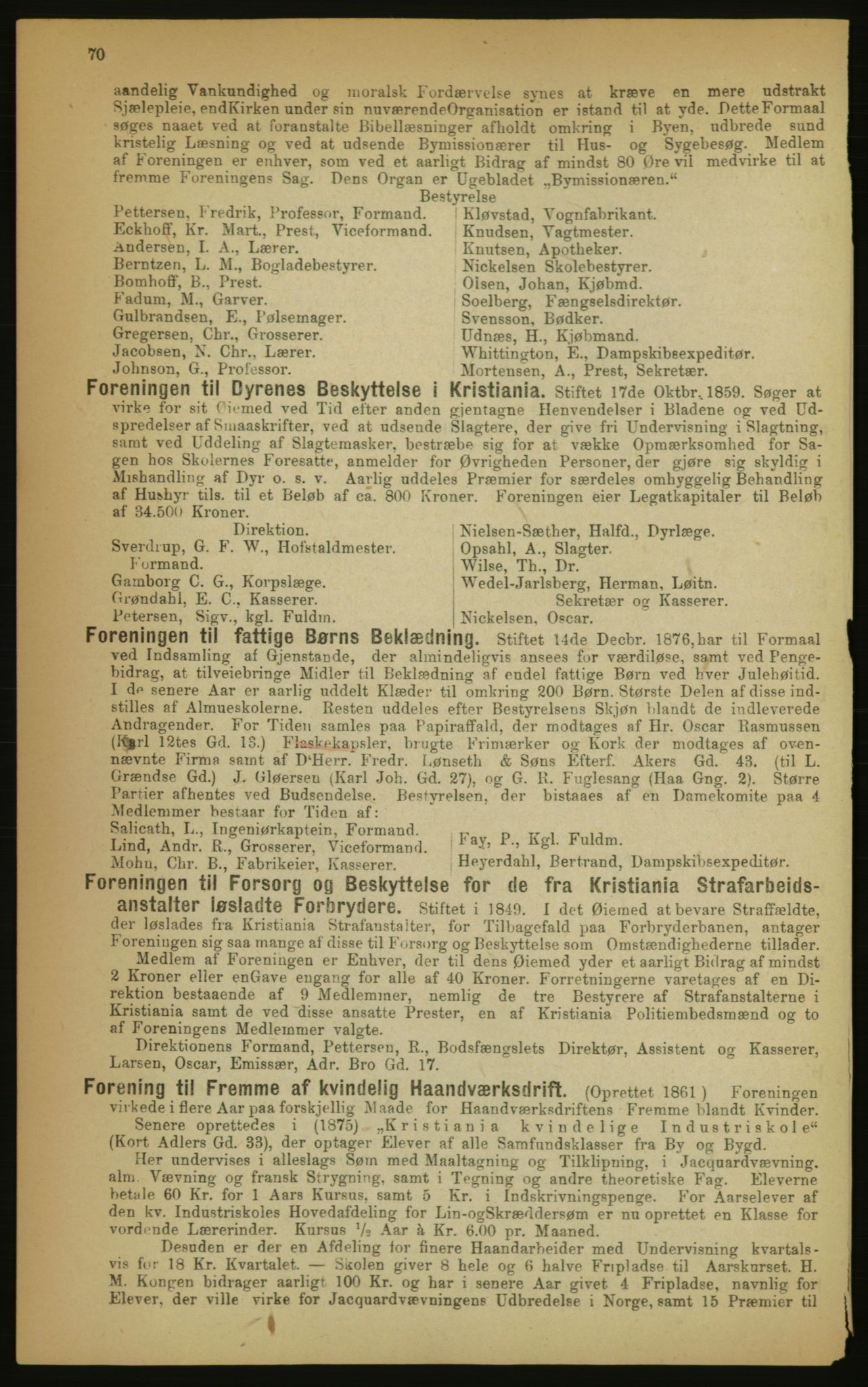 Kristiania/Oslo adressebok, PUBL/-, 1891, s. 70