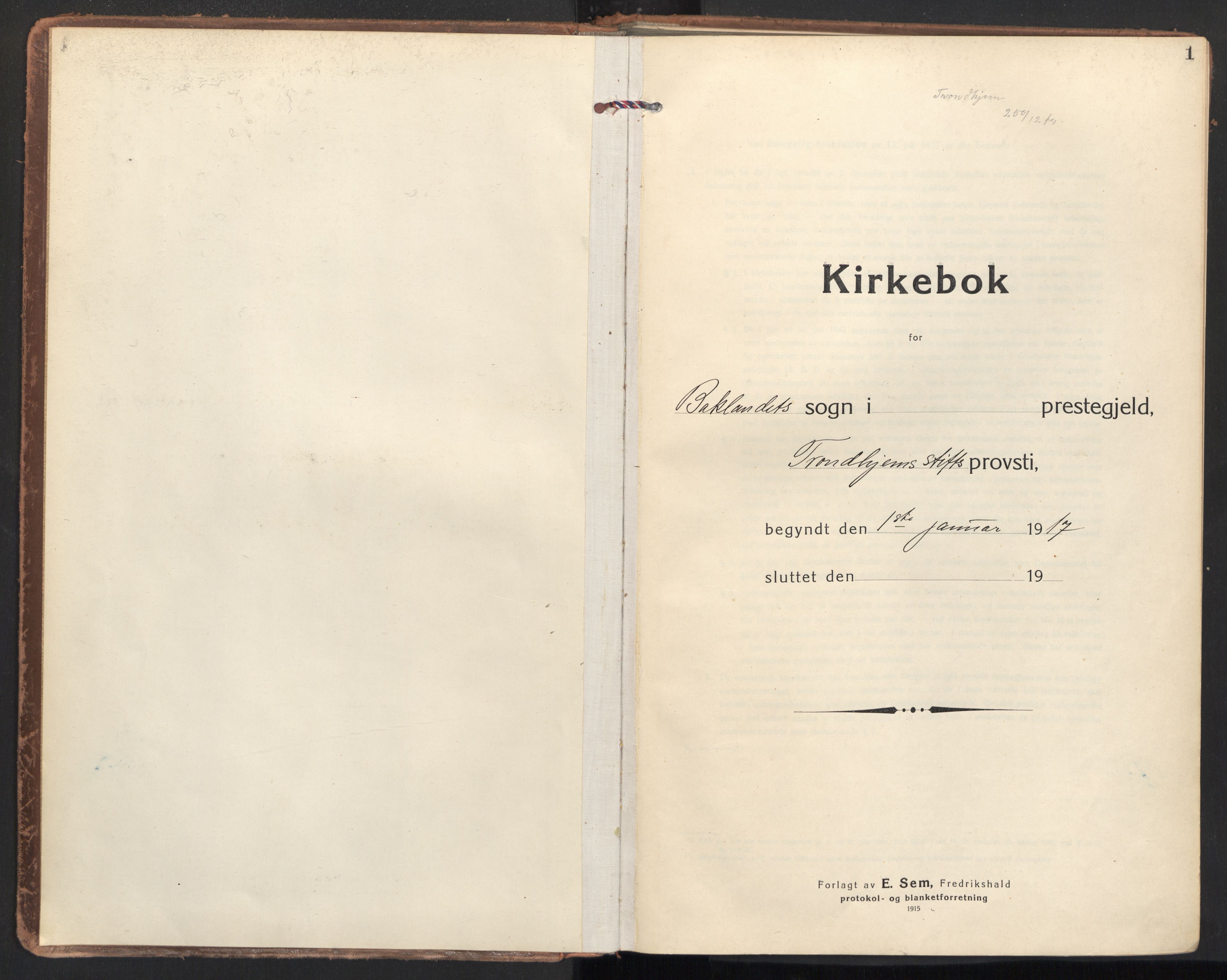 Ministerialprotokoller, klokkerbøker og fødselsregistre - Sør-Trøndelag, AV/SAT-A-1456/604/L0206: Ministerialbok nr. 604A26, 1917-1931, s. 1