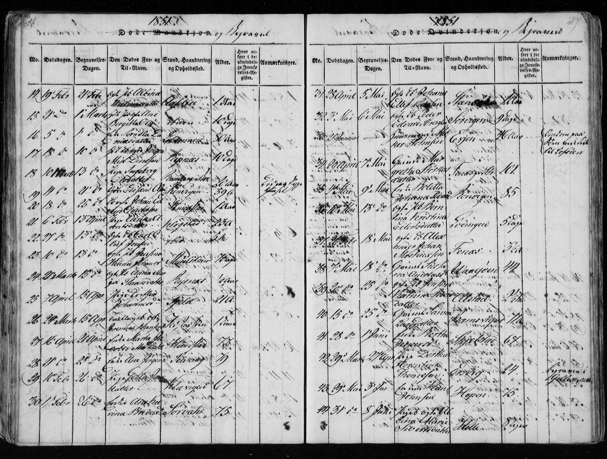 Ministerialprotokoller, klokkerbøker og fødselsregistre - Nordland, AV/SAT-A-1459/801/L0026: Klokkerbok nr. 801C01, 1820-1855, s. 206-207