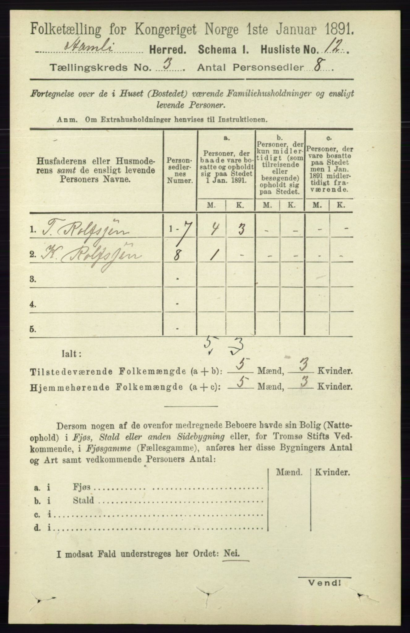 RA, Folketelling 1891 for 0929 Åmli herred, 1891, s. 311
