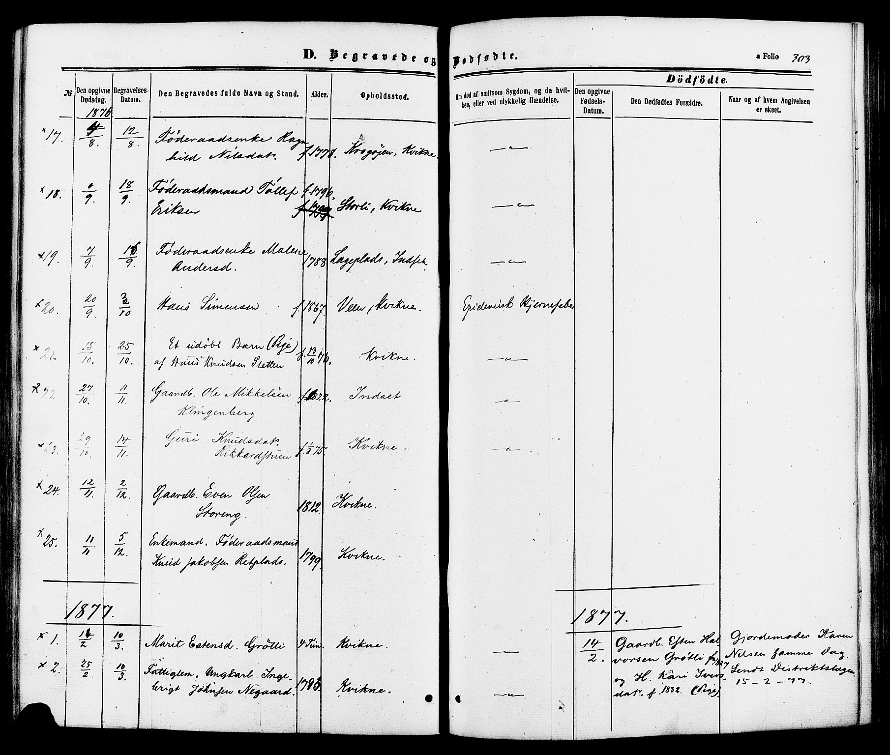 Kvikne prestekontor, SAH/PREST-064/H/Ha/Haa/L0006: Ministerialbok nr. 6, 1863-1886, s. 303