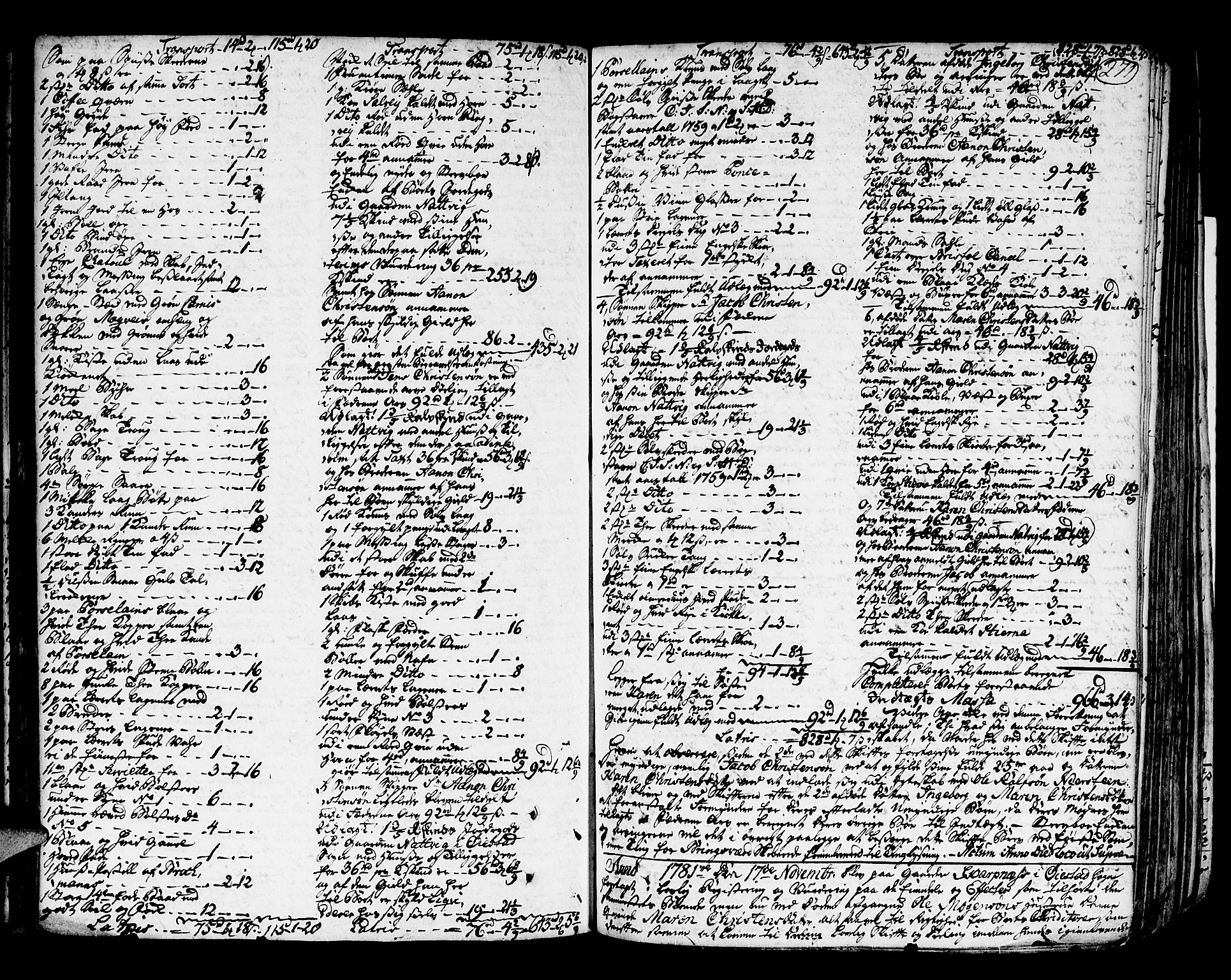 Nedenes sorenskriveri før 1824, SAK/1221-0007/H/Hc/L0038: Skifteprotokoll med register nr 25, 1779-1783, s. 270b-271a