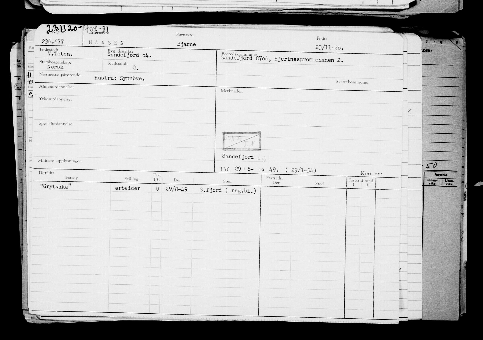 Direktoratet for sjømenn, AV/RA-S-3545/G/Gb/L0187: Hovedkort, 1920, s. 514