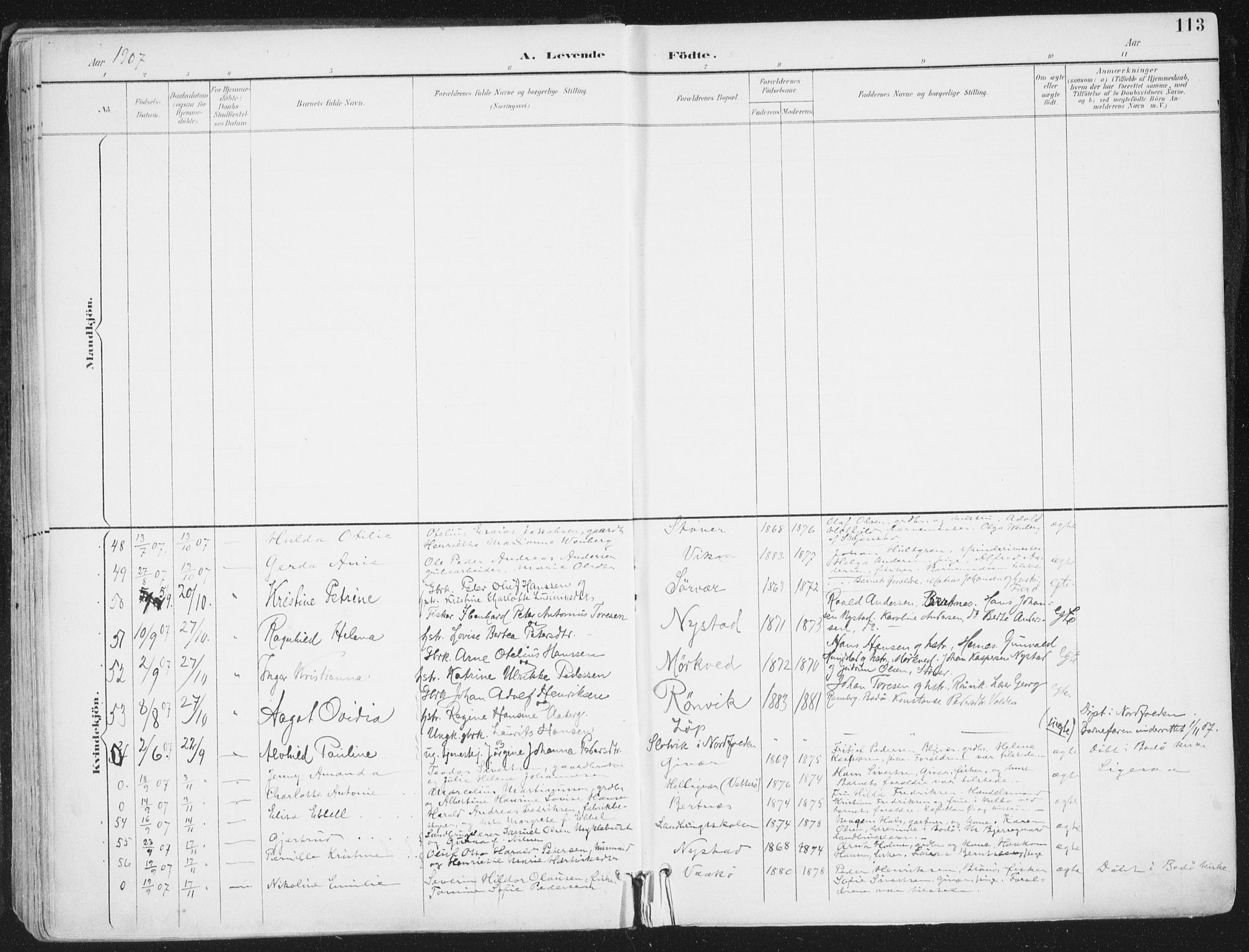 Ministerialprotokoller, klokkerbøker og fødselsregistre - Nordland, SAT/A-1459/802/L0055: Ministerialbok nr. 802A02, 1894-1915, s. 113