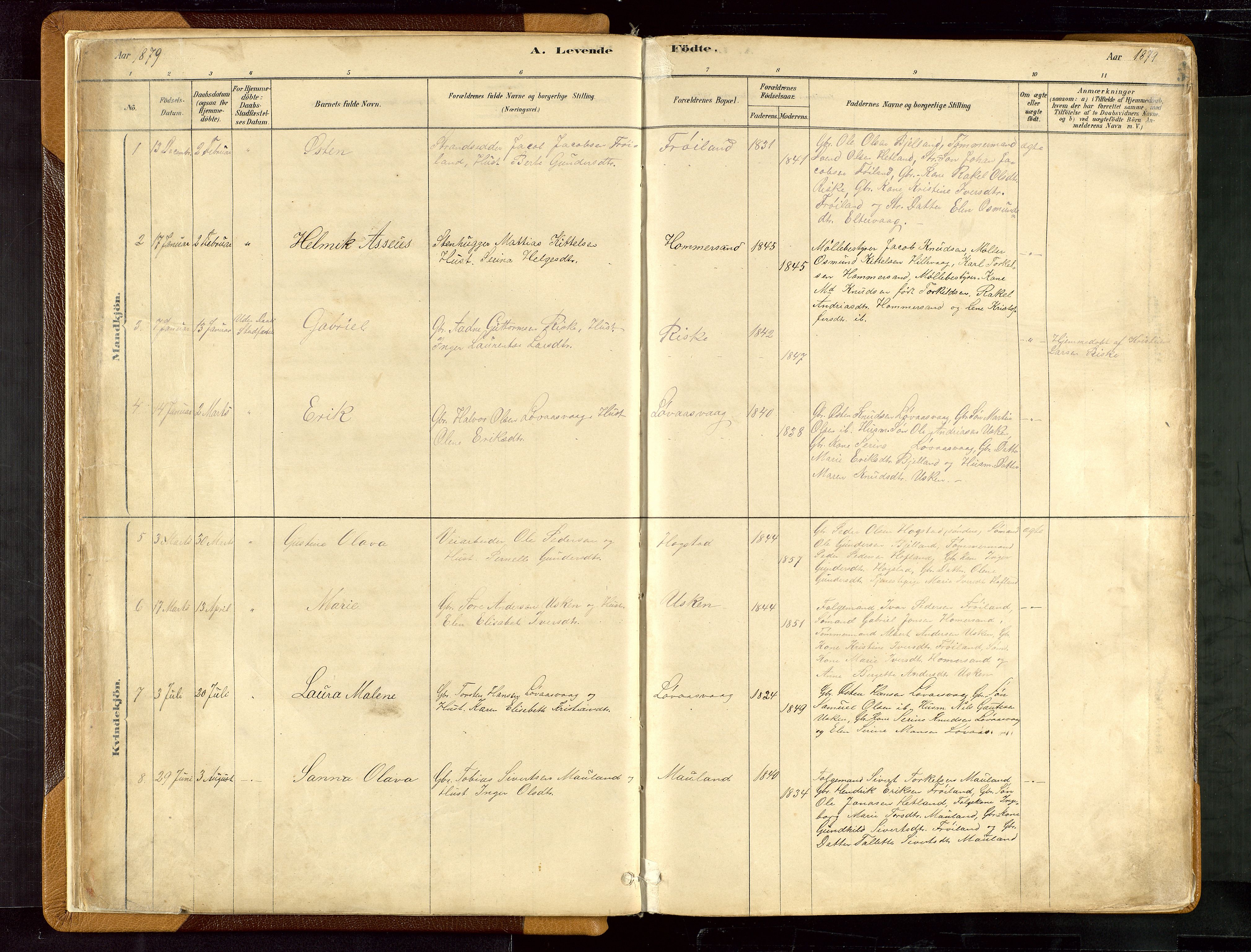 Hetland sokneprestkontor, AV/SAST-A-101826/30/30BB/L0007: Klokkerbok nr. B 7, 1878-1910, s. 5