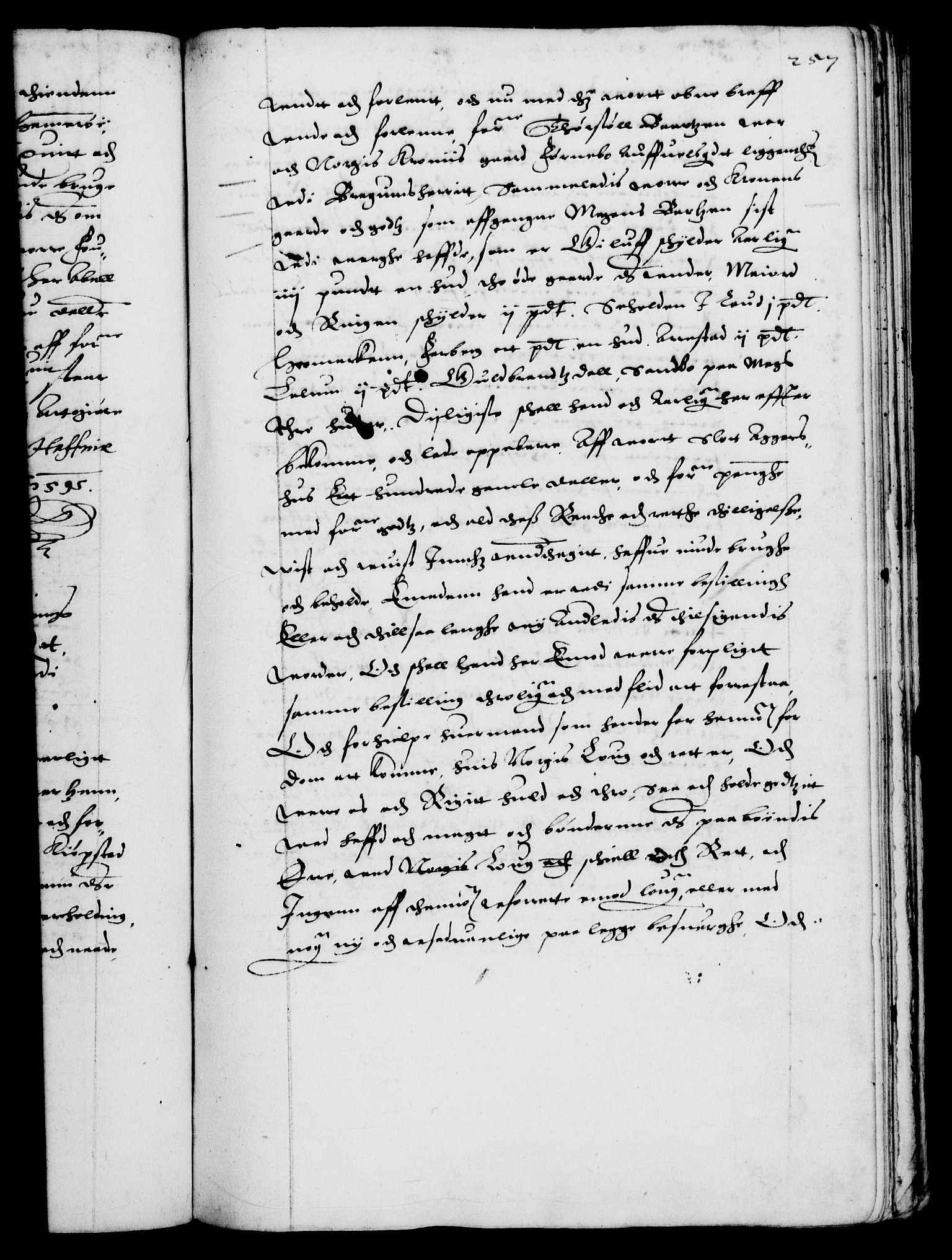 Danske Kanselli 1572-1799, AV/RA-EA-3023/F/Fc/Fca/Fcaa/L0002: Norske registre (mikrofilm), 1588-1596, s. 257a