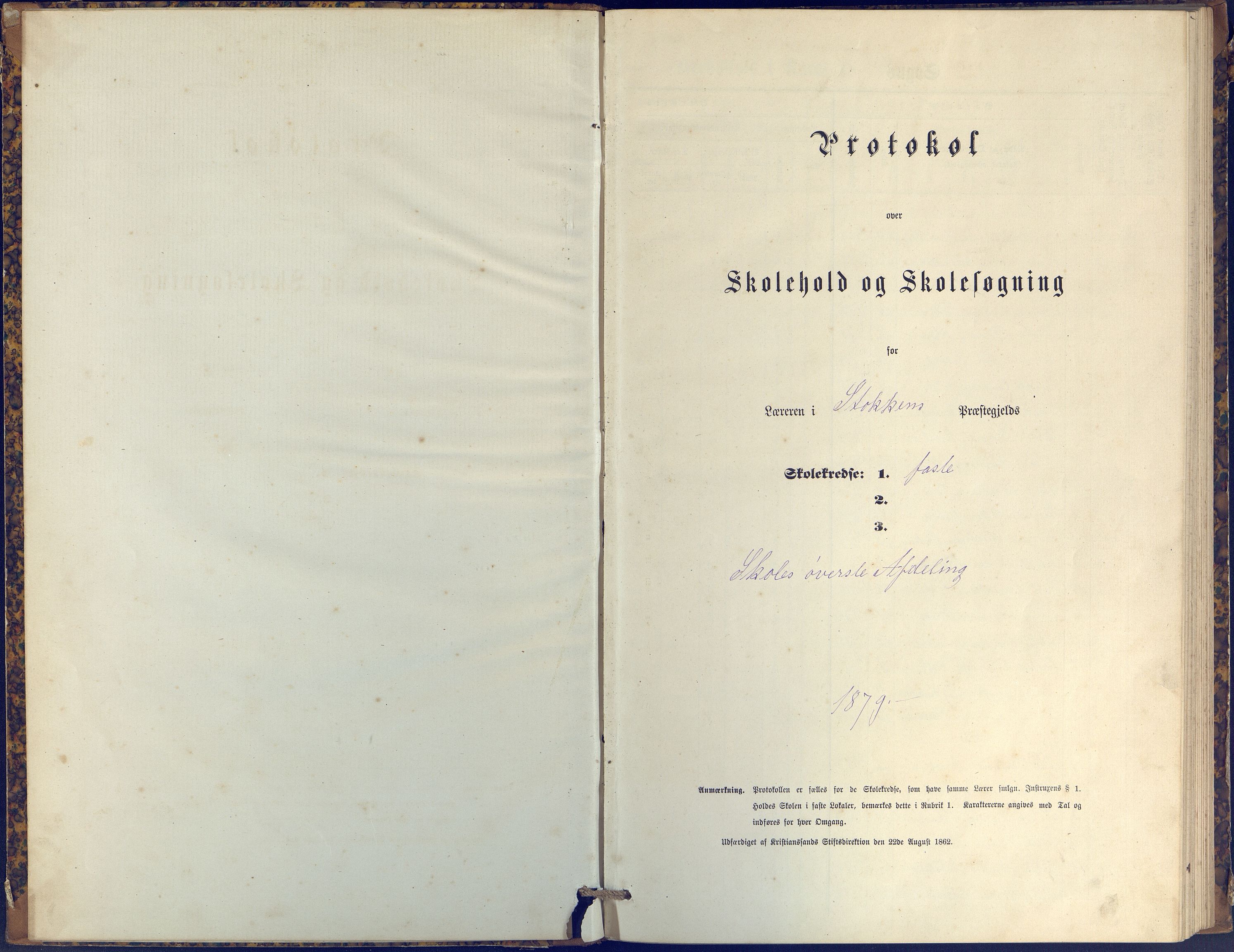 Stokken kommune, AAKS/KA0917-PK/04/04c/L0009: Skoleprotokoll  øverste  avd., 1879-1891, s. 1