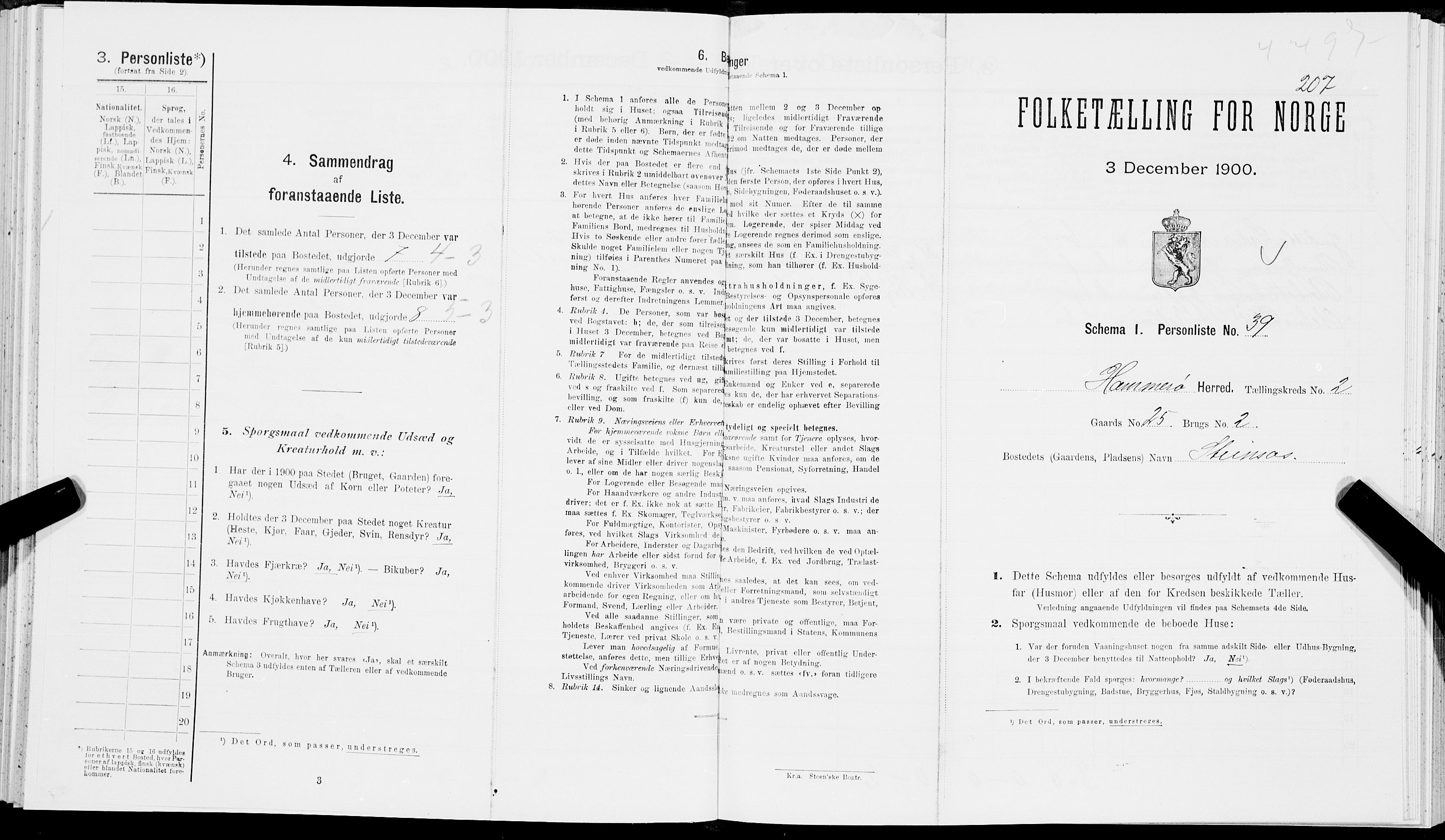 SAT, Folketelling 1900 for 1849 Hamarøy herred, 1900, s. 224
