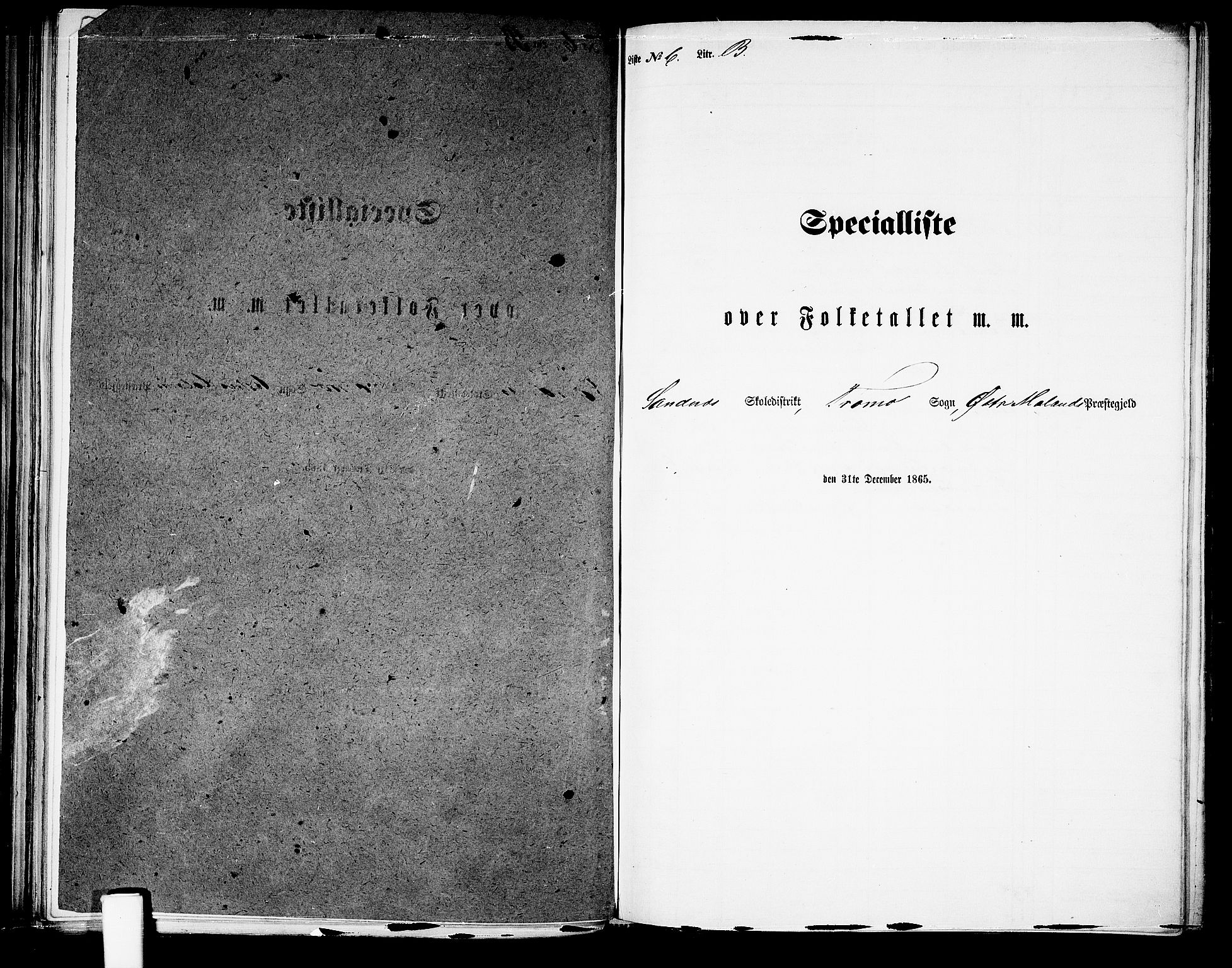 RA, Folketelling 1865 for 0918P Austre Moland prestegjeld, 1865, s. 203